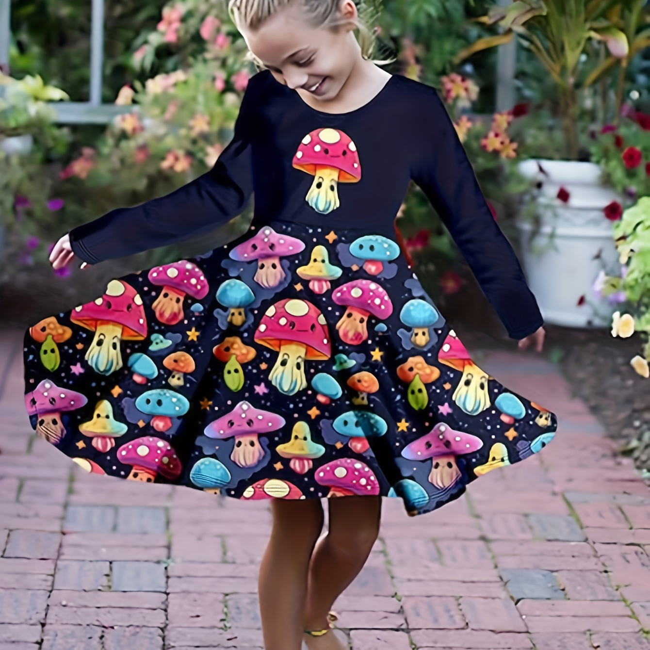 Girls Cute Mushroom Graphic Crew Neck Long Sleeve Dress Spring Fall Party Gift Christmas
Girls Cute Mushroom Graphic Crew Neck Long Sleeve Dress Spring Fall Party Gift Christmas