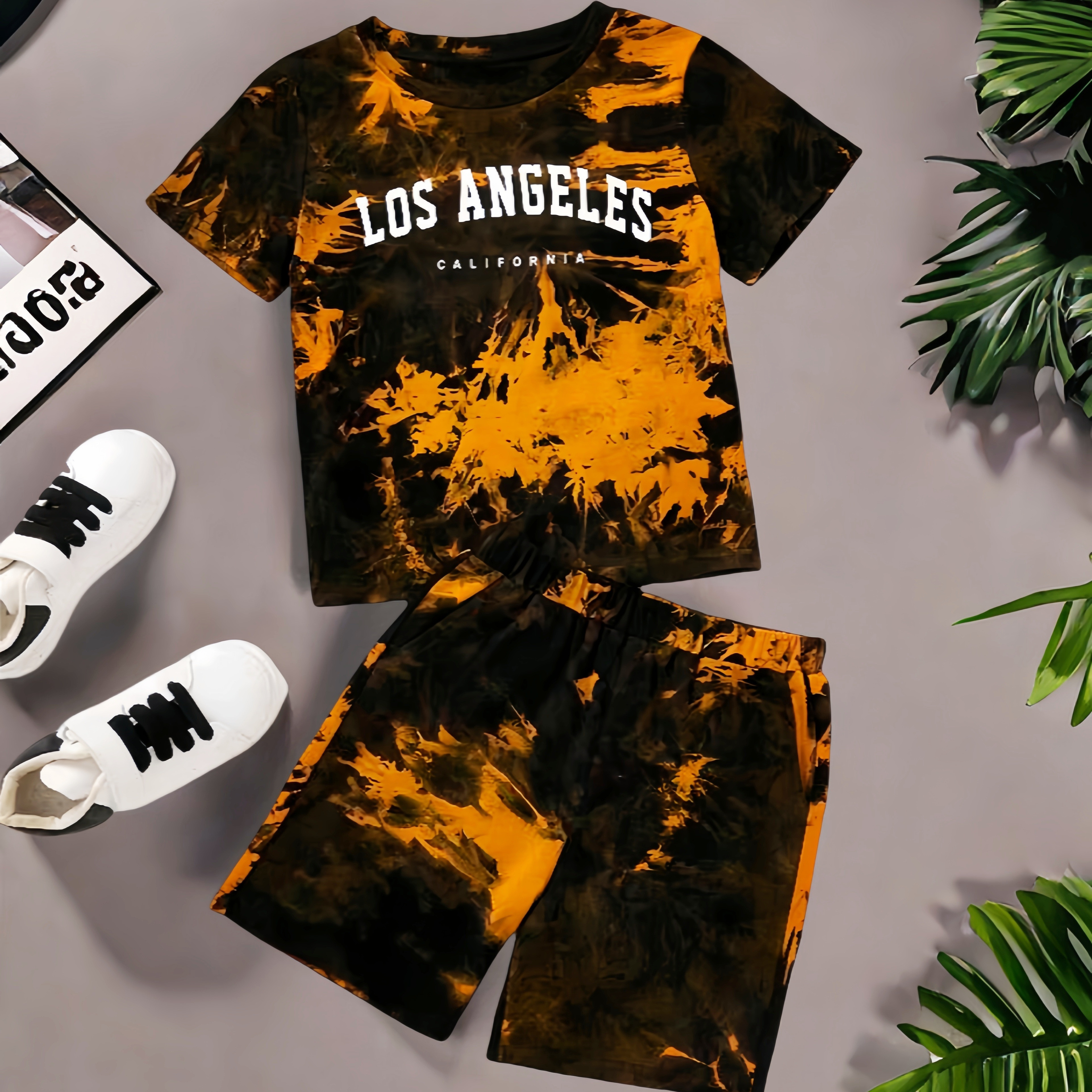 2pcs Boys Fashionable Tie Dye Letter Print Comfortable Versatile Short Sleeve T-shirt & Shorts Set, Cool, Lightweight And Comfy Summer Clothes!
2pcs Boys Fashionable Tie Dye Letter Print Comfortable Versatile Short Sleeve T-shirt & Shorts Set, Cool, Lightweight And Comfy Summer Clothes!
