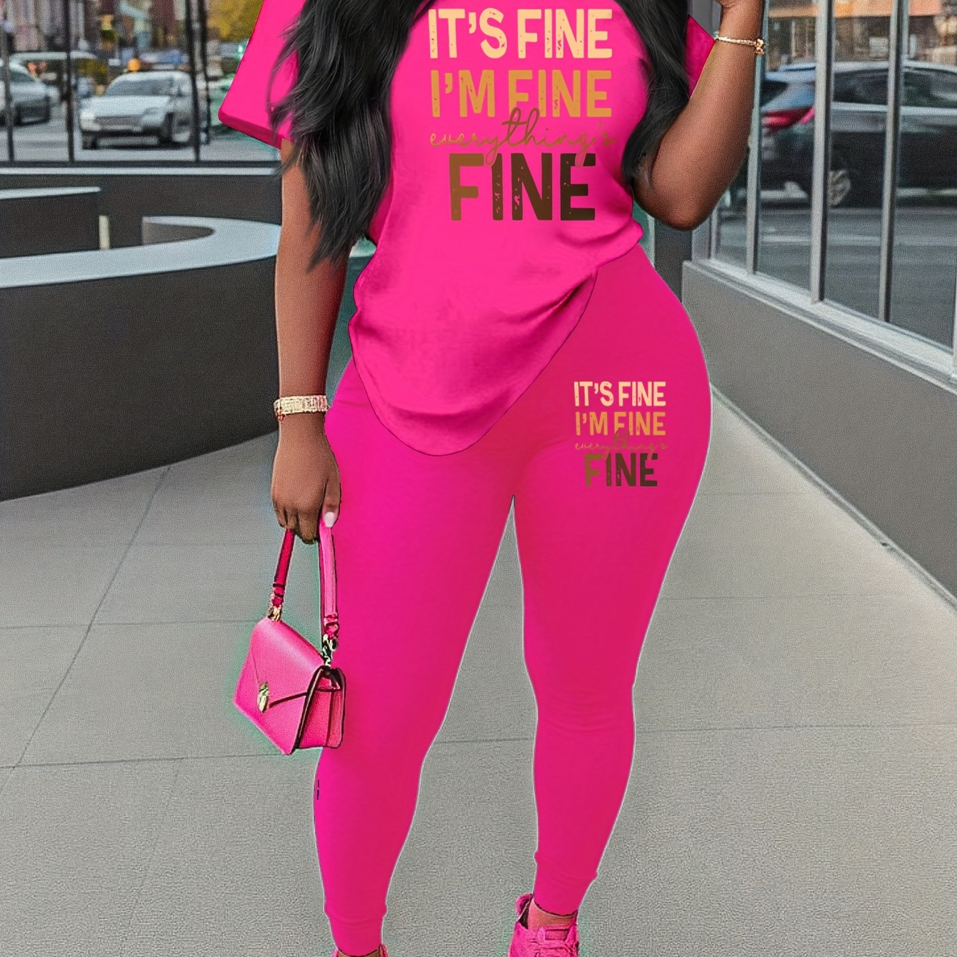 Letter Print 2 Piece Set, Short Sleeves Crew Neck T-shirt & Leggings, Women's Clothing
Letter Print 2 Piece Set, Short Sleeves Crew Neck T-shirt & Leggings, Women's Clothing