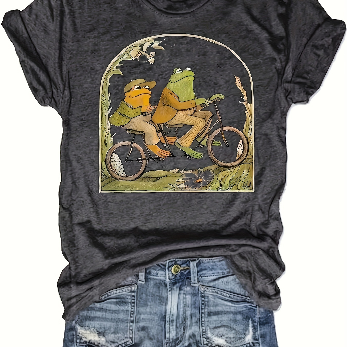 Plus Size Frog Print T-shirt, Casual Crew Neck Short Sleeve T-shirt, Women's Plus Size clothing
Plus Size Frog Print T-shirt, Casual Crew Neck Short Sleeve T-shirt, Women's Plus Size clothing