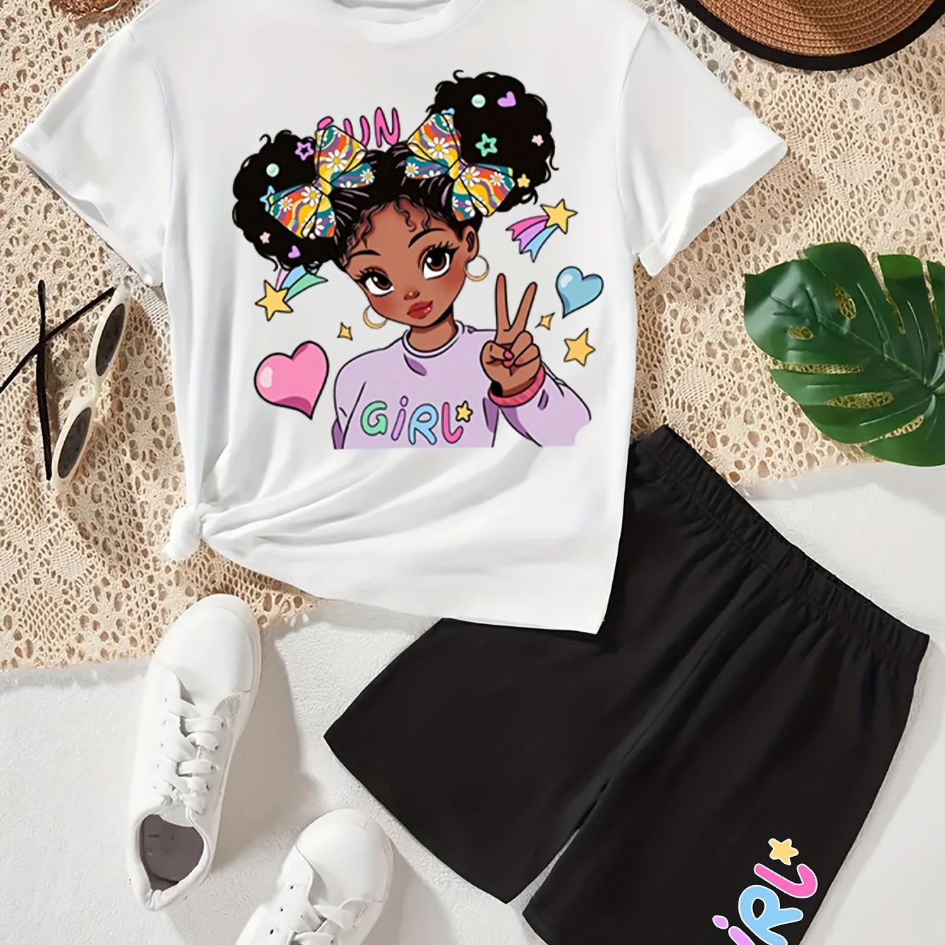 2-piece Girl's Cartoon Printed Short Sleeve Short Sleeve Top + Shorts Set Holiday Outdoor Summer Outfits
2-piece Girl's Cartoon Printed Short Sleeve Short Sleeve Top + Shorts Set Holiday Outdoor Summer Outfits