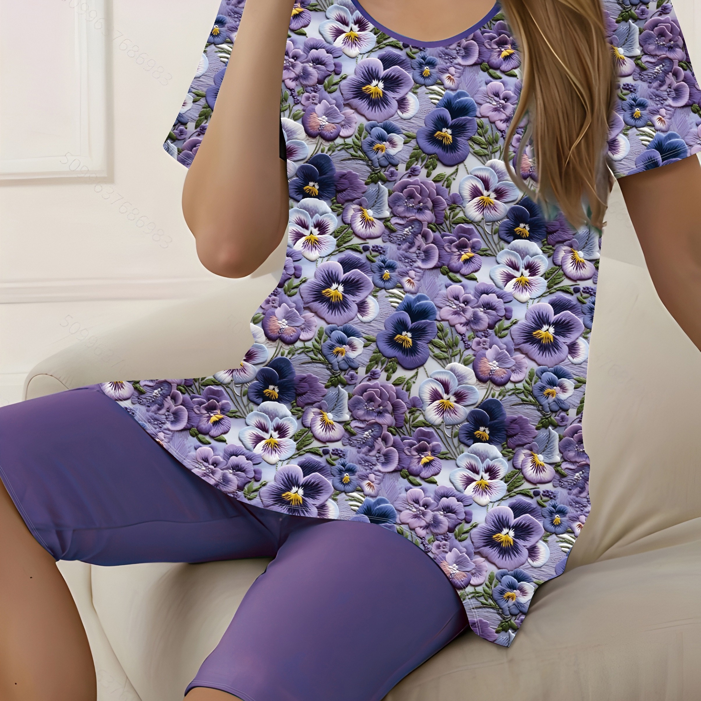 Plus Size Floral Print Casual Shorts Set, Crew Neck Short Sleeve Top & Shorts Outfits For Spring & Summer, Women's Plus Size Clothing
Plus Size Floral Print Casual Shorts Set, Crew Neck Short Sleeve Top & Shorts Outfits For Spring & Summer, Women's Plus Size Clothing