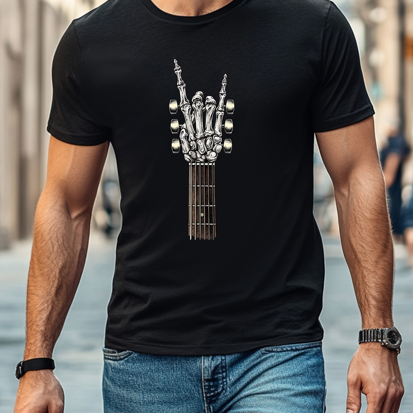 Men's 100% Cotton Black T-shirt - American With Guitar Design, Round Neck Short-sleeve Casual Tee For Summer Outdoor & Fitness Wear, Machine Washable, Outdoor Apparel | Trendy Casual Top |
Men's 100% Cotton Black T-shirt - American With Guitar Design, Round Neck Short-sleeve Casual Tee For Summer Outdoor & Fitness Wear, Machine Washable, Outdoor Apparel | Trendy Casual Top |