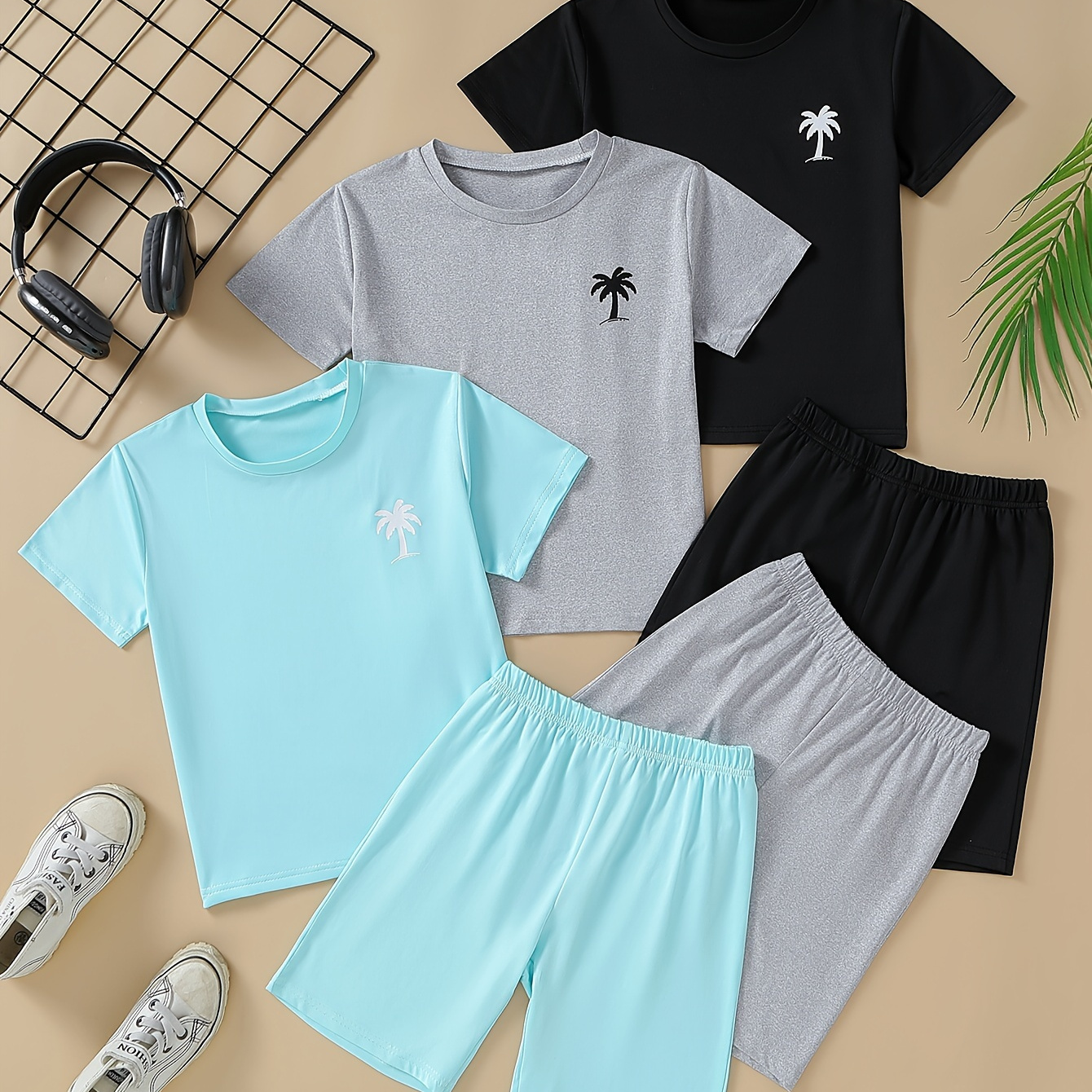 3 Sets Toddler Kid's Coconut Tree Print Summer Outfit, T-shirt & Casual Shorts, Baby Boy's Clothes
3 Sets Toddler Kid's Coconut Tree Print Summer Outfit, T-shirt & Casual Shorts, Baby Boy's Clothes