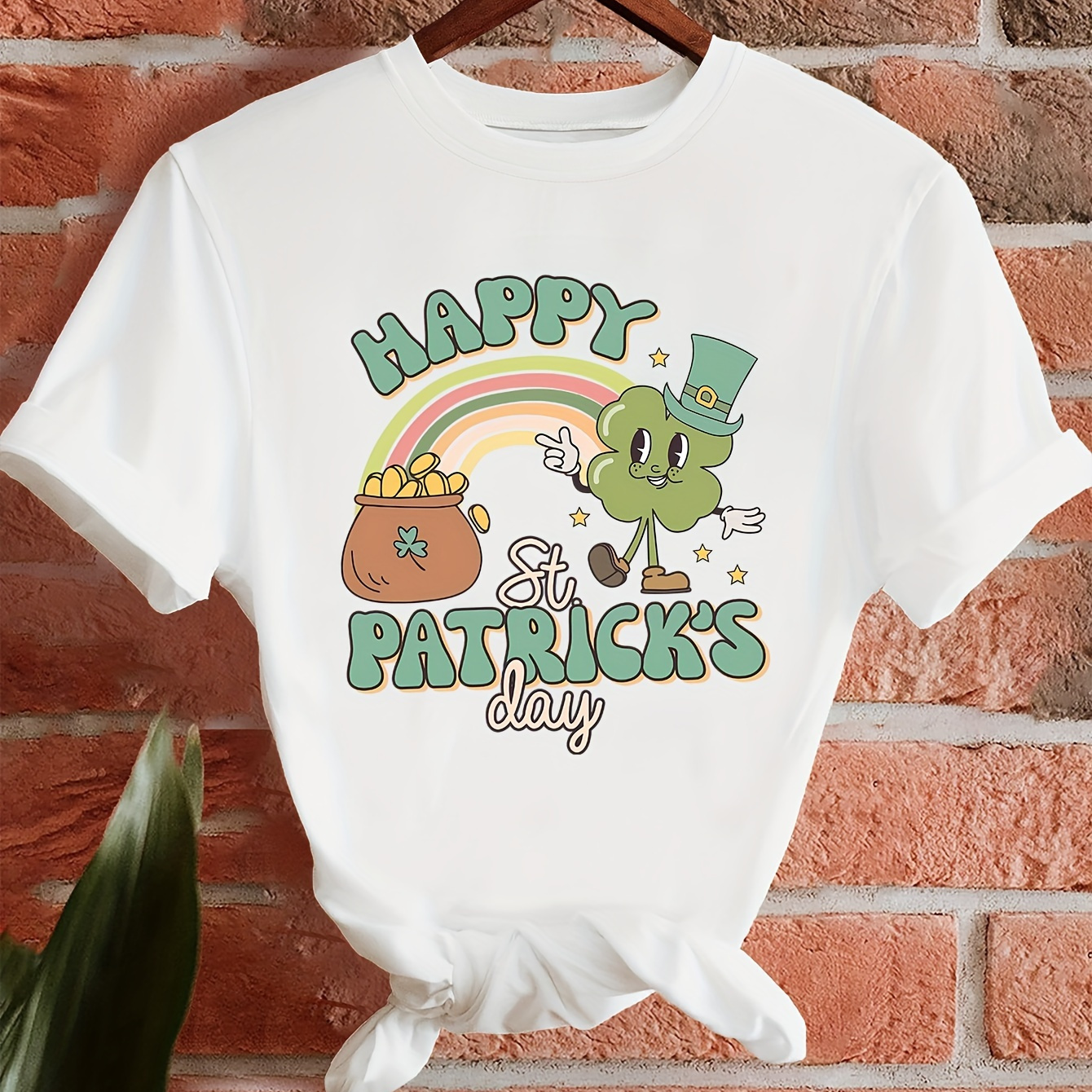 Happy St. Patrick's Day Print T-shirt, Casual Crew Neck Short Sleeve Top For Spring & Summer, Women's Clothing
Happy St. Patrick's Day Print T-shirt, Casual Crew Neck Short Sleeve Top For Spring & Summer, Women's Clothing