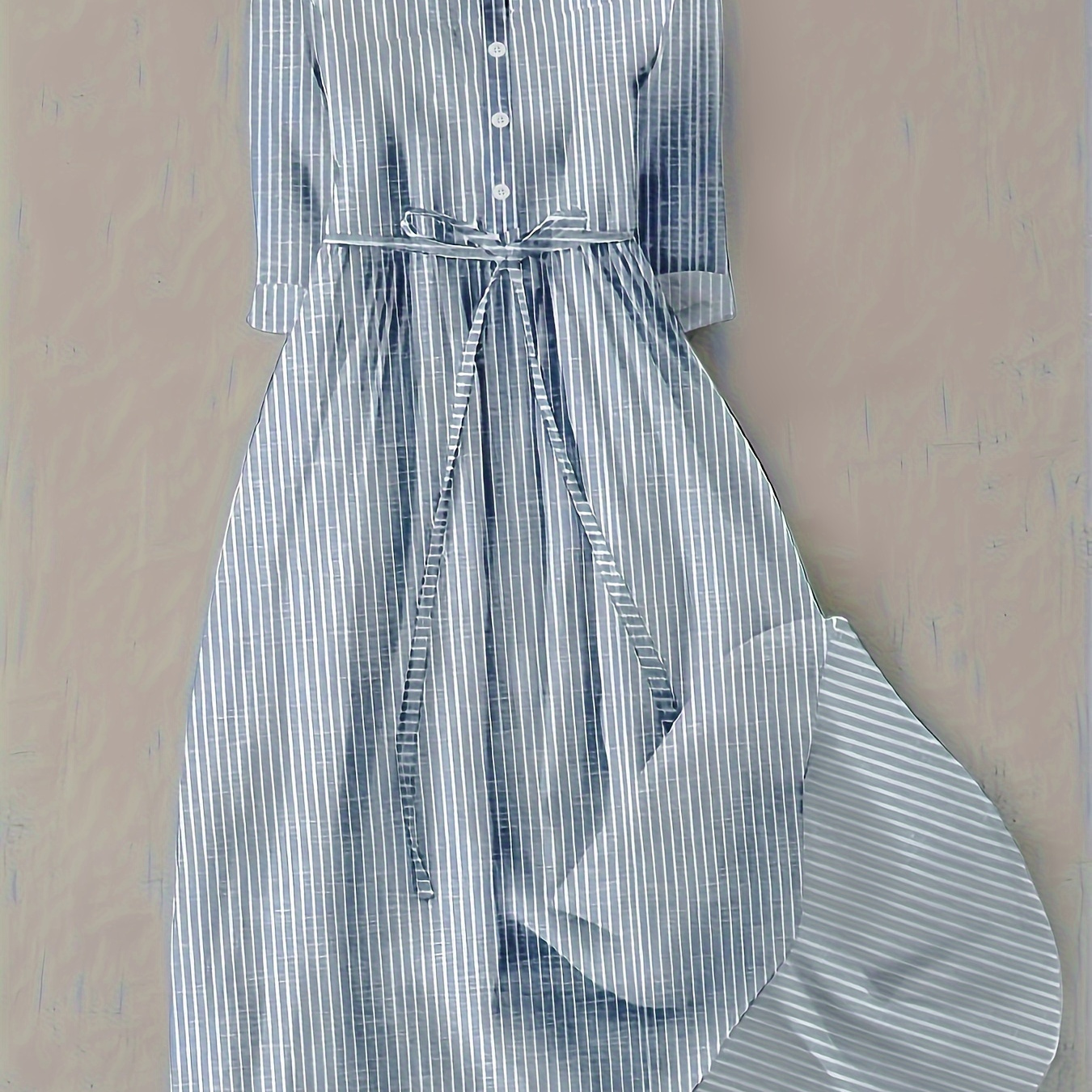 Striped Button Front Shirt Dress, Casual Short Sleeve Tie Waist A-line Dress For Spring & Summer, Women's Clothing
Striped Button Front Shirt Dress, Casual Short Sleeve Tie Waist A-line Dress For Spring & Summer, Women's Clothing