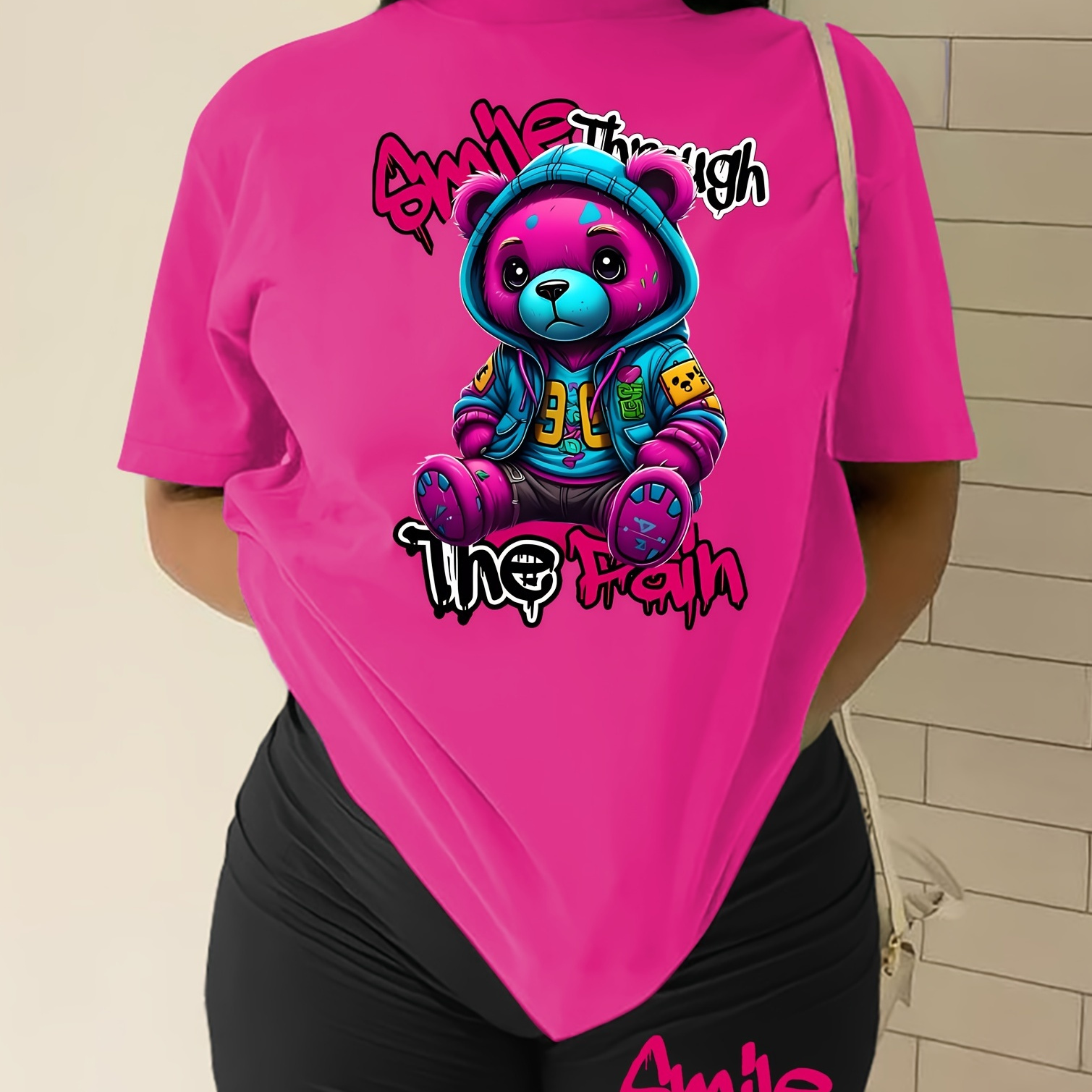 Bear Print 2 Piece Set, Drop Shoulder Short Sleeve T-shirt & Short Leggings, Women's Clothing
Bear Print 2 Piece Set, Drop Shoulder Short Sleeve T-shirt & Short Leggings, Women's Clothing