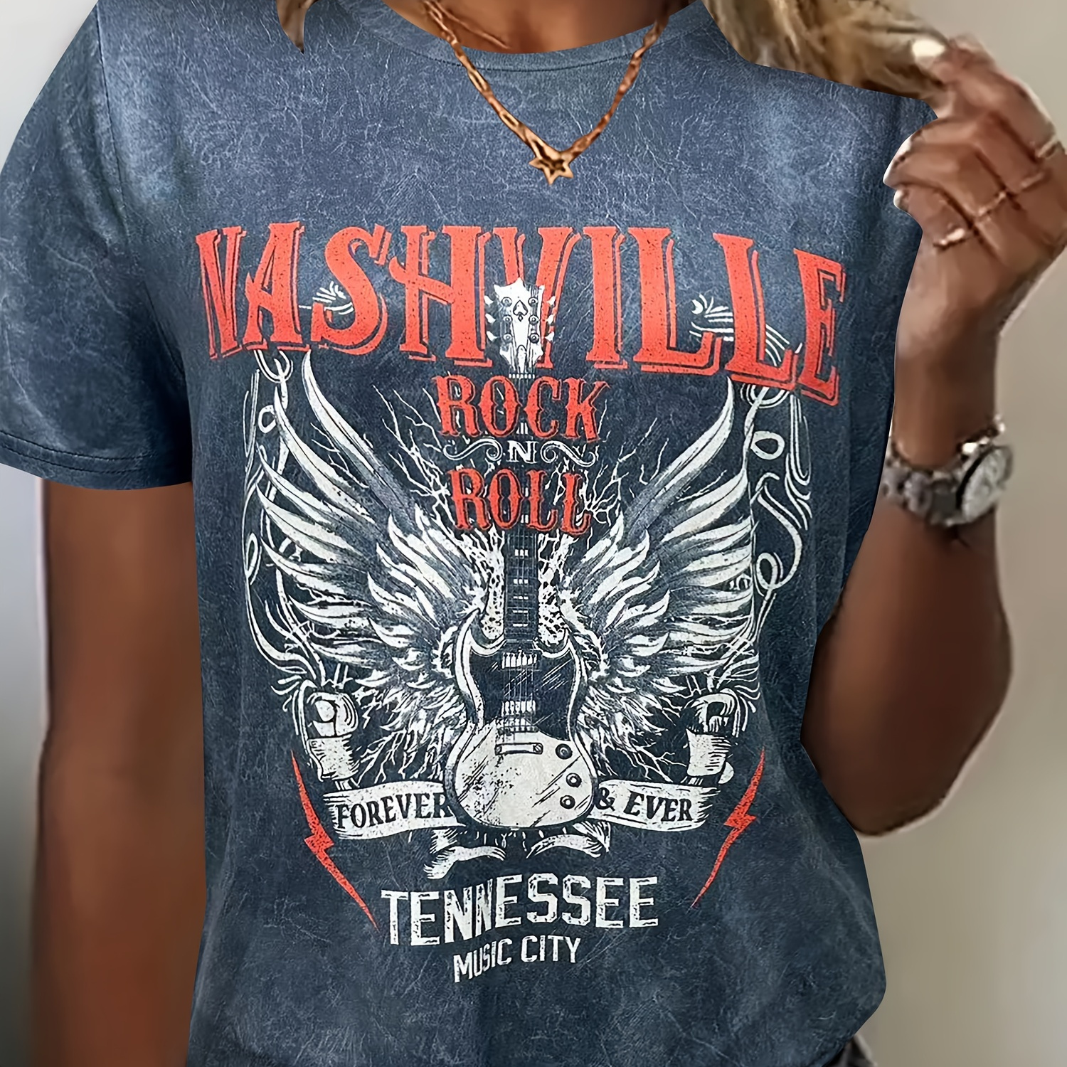 Bass & Letter Print Crew Neck T-shirt, Casual Short Sleeve T-shirt For Spring & Summer, Women's Clothing
Bass & Letter Print Crew Neck T-shirt, Casual Short Sleeve T-shirt For Spring & Summer, Women's Clothing