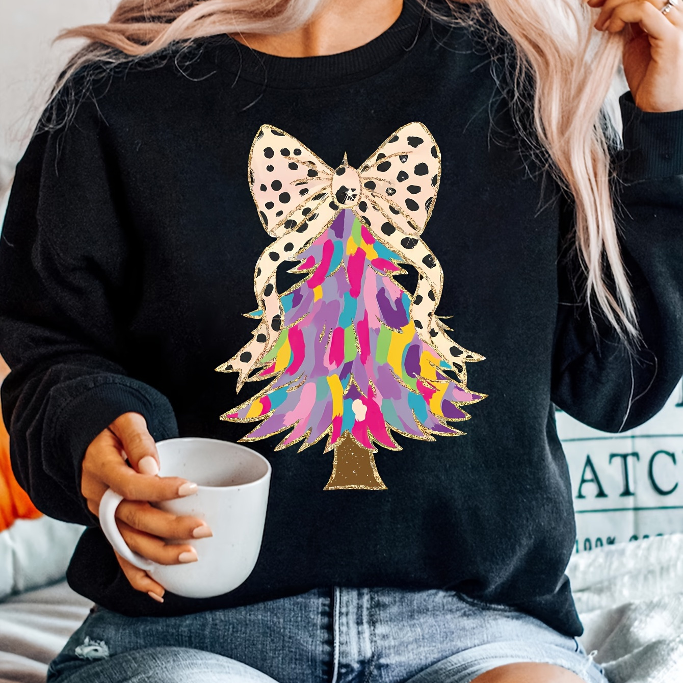 Women's Plus Size Christmas Tree Sweatshirt - Polyester , Long Sleeve, Stretchy & , Fall/ Top Bow
Women's Plus Size Christmas Tree Sweatshirt - Polyester , Long Sleeve, Stretchy & , Fall/ Top Bow