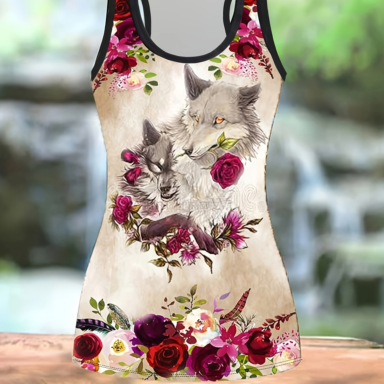 Wolf Graphic Sports Tank Top, Round Neck Sleeveless Running Vest T-shirt, Women's Activewear
Wolf Graphic Sports Tank Top, Round Neck Sleeveless Running Vest T-shirt, Women's Activewear