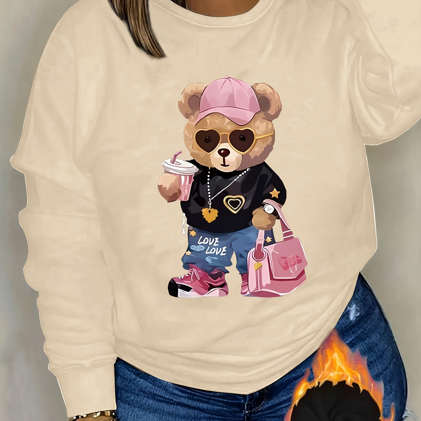 Teddy Bear Print Sweatshirt, Long Sleeve Crew Neck Casual Sweatshirt For Winter & Fall, Women's Clothing
Teddy Bear Print Sweatshirt, Long Sleeve Crew Neck Casual Sweatshirt For Winter & Fall, Women's Clothing