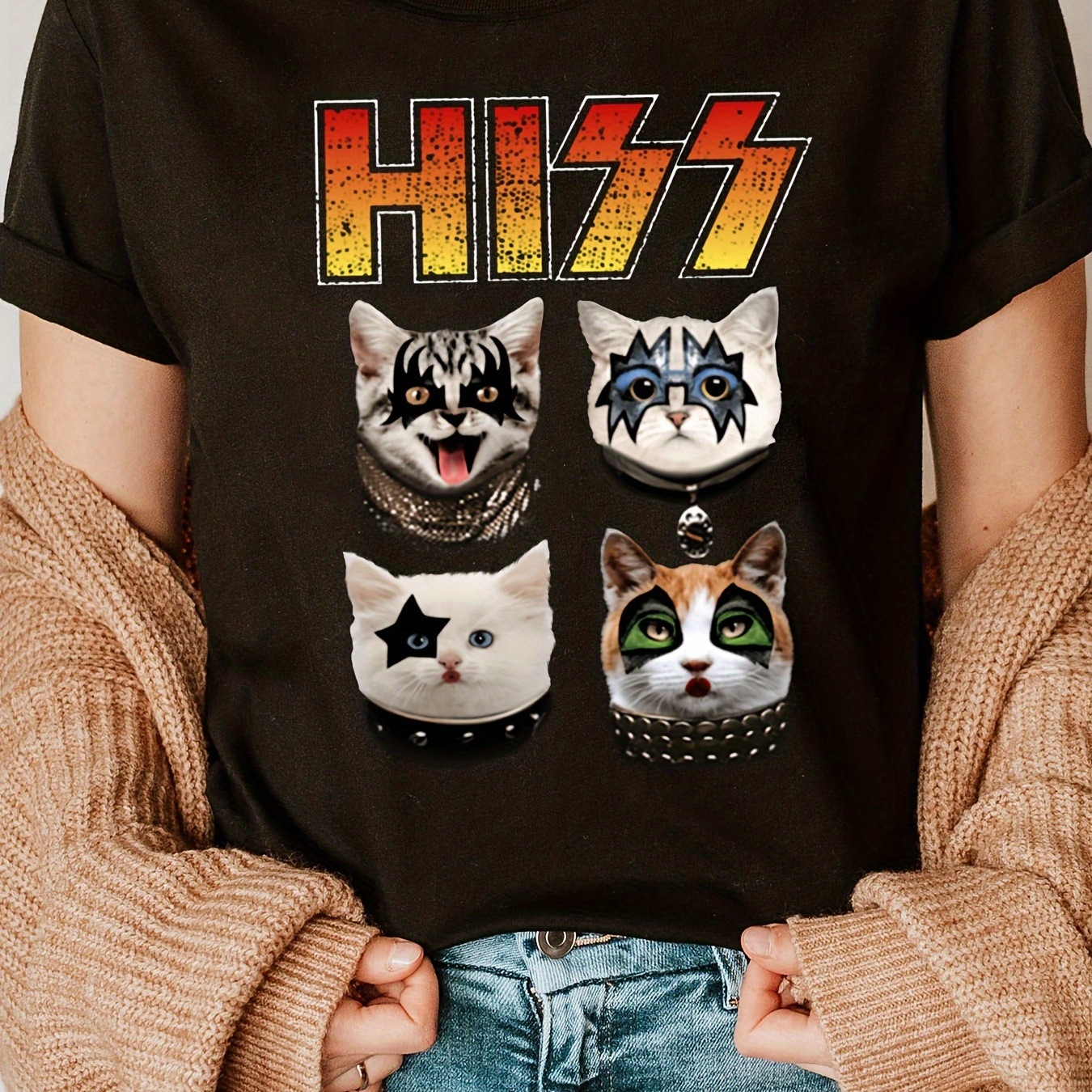 Cat Print Crew Neck T-shirt, Short Sleeve Casual Top For Summer & Spring, Women's Clothing
Cat Print Crew Neck T-shirt, Short Sleeve Casual Top For Summer & Spring, Women's Clothing