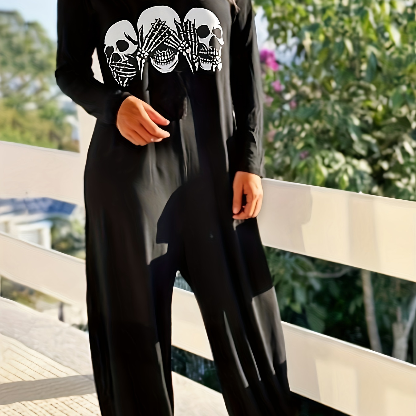 Women's Punk Rose Skull Print Jumpsuit, Spring And Autumn Vacation Long Sleeve Long One-shoulder Neck One-piece Jumpsuit
Women's Punk Rose Skull Print Jumpsuit, Spring And Autumn Vacation Long Sleeve Long One-shoulder Neck One-piece Jumpsuit