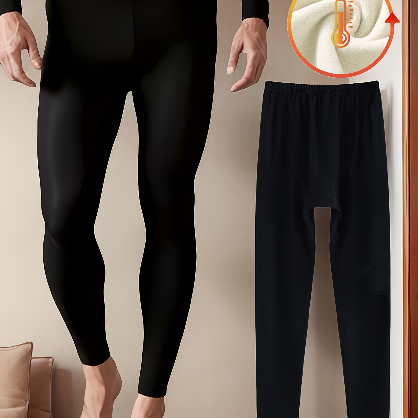 1pc Men's Thermal Fleece-lined Pants, Solid Color Polyester Knit Fabric, Medium Stretch, Loose Fit, Warm Base Layer For Fall/winter
1pc Men's Thermal Fleece-lined Pants, Solid Color Polyester Knit Fabric, Medium Stretch, Loose Fit, Warm Base Layer For Fall/winter