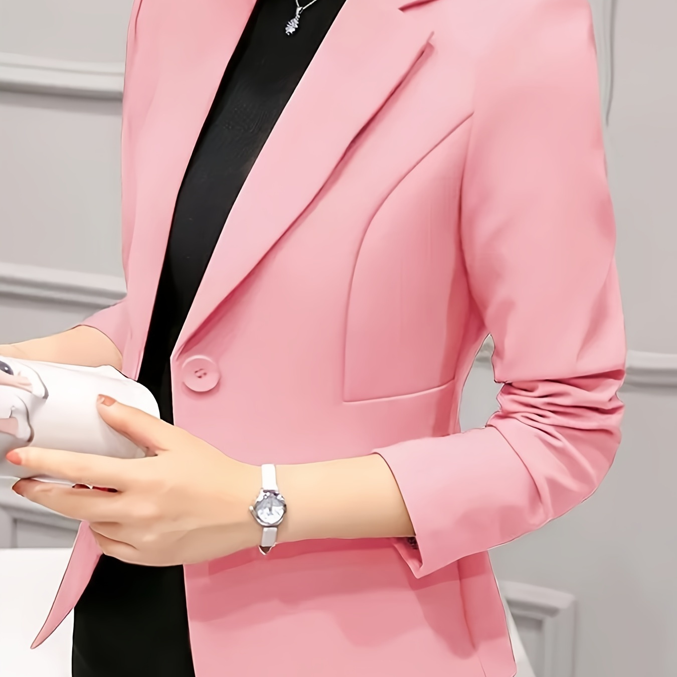 Solid Color Open Front Blazer, Elegant Long Sleeve Blazer For Office & Work, Women's Clothing
Solid Color Open Front Blazer, Elegant Long Sleeve Blazer For Office & Work, Women's Clothing