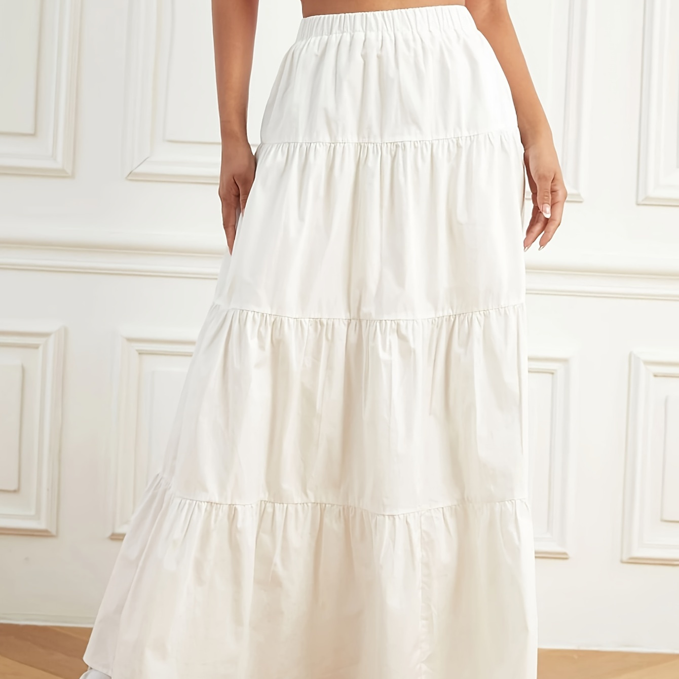 Solid Color High Waist Skirt, Elegant Loose Layered Long Length Skirt For Spring & Summer, Women's Clothing
Solid Color High Waist Skirt, Elegant Loose Layered Long Length Skirt For Spring & Summer, Women's Clothing
