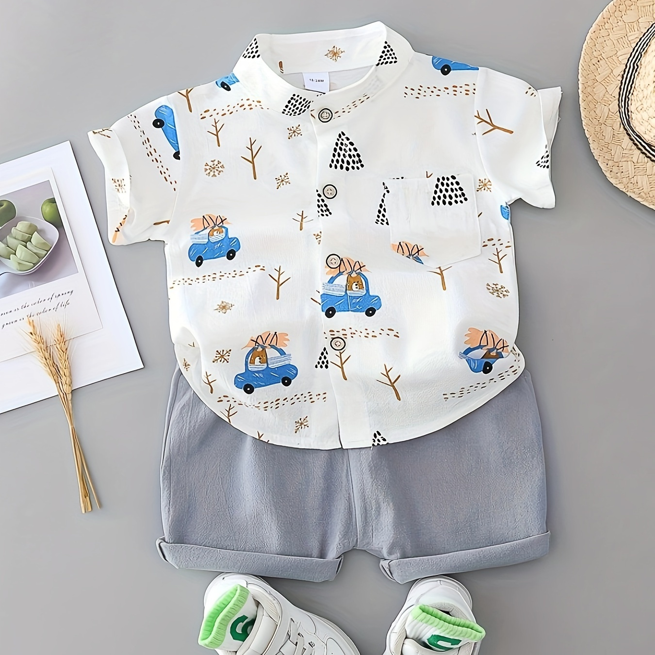 Baby Boys Summer Outfit, Animal Print Short Sleeve Shirt & Shorts Set, Casual Style, Comfortable 100% Cotton, Toddler Boys Fashion
Baby Boys Summer Outfit, Animal Print Short Sleeve Shirt & Shorts Set, Casual Style, Comfortable 100% Cotton, Toddler Boys Fashion