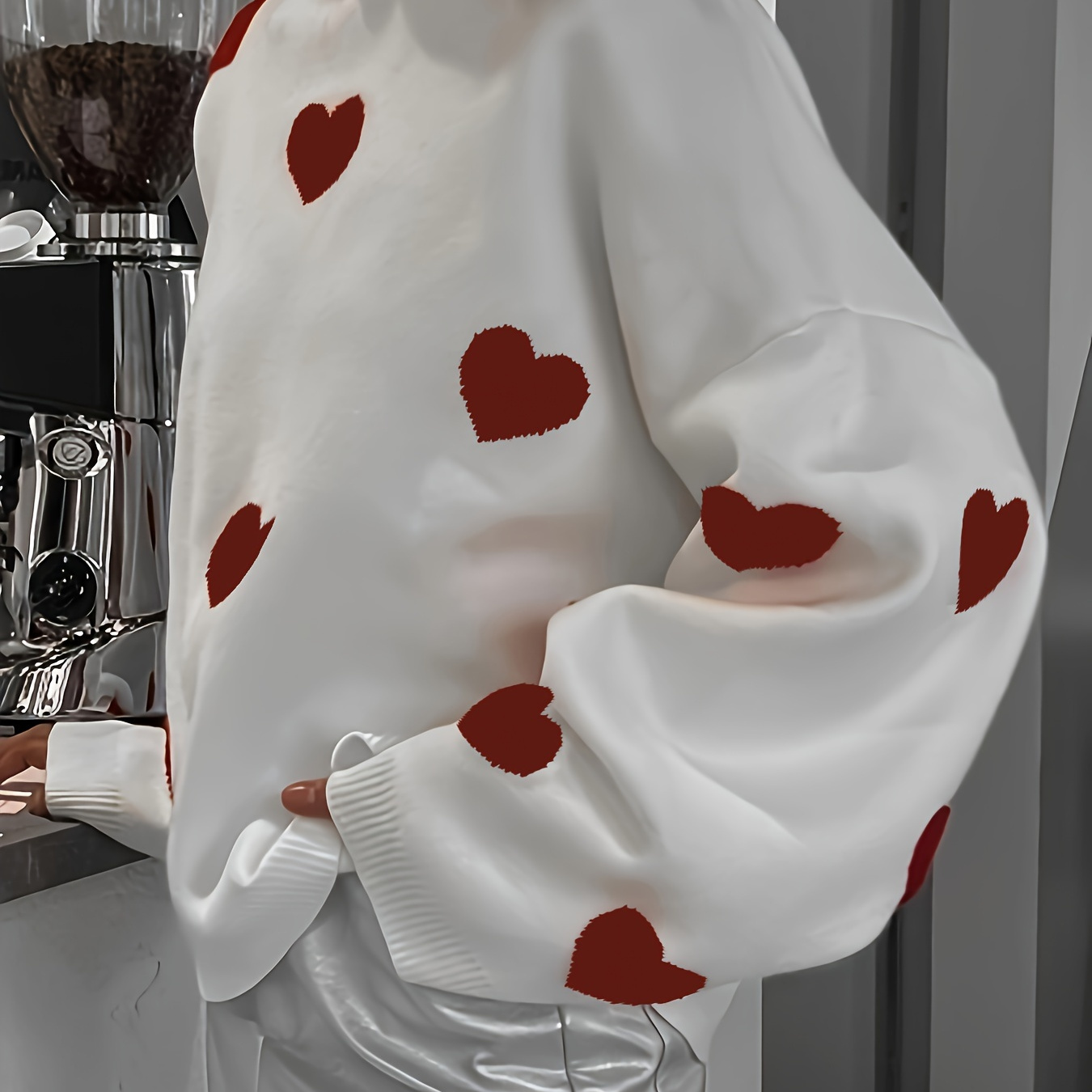Valentine's Day Heart Pattern Sweater, Casual Long Sleeve Drop Shoulder Sweater, Women's Clothing
Valentine's Day Heart Pattern Sweater, Casual Long Sleeve Drop Shoulder Sweater, Women's Clothing