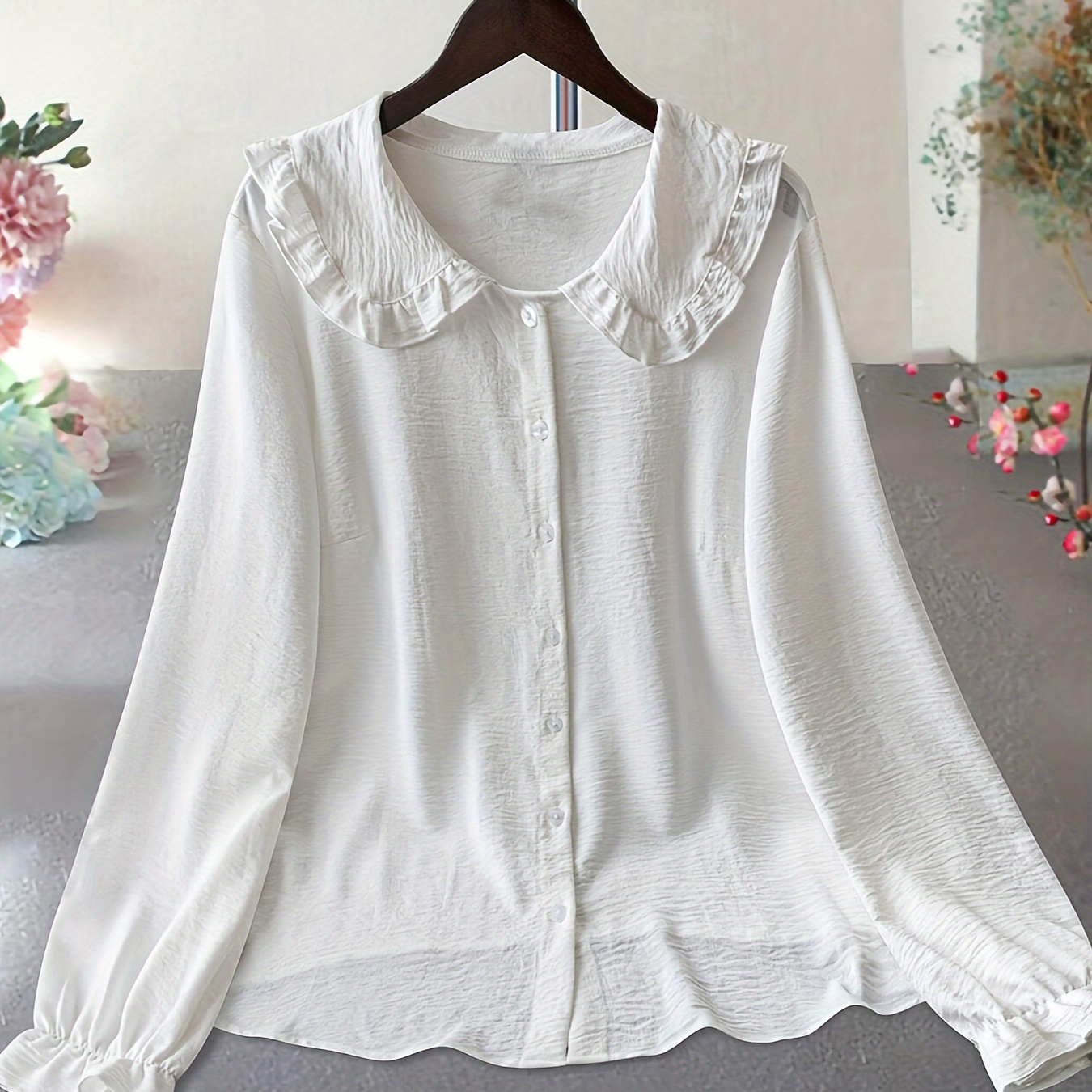 1pc Size Women's Long Sleeve Polyester Shirt With Lapel Collar, Solid Color Woven Non-stretch Fabric, Spring/fall Fashion Top
1pc Size Women's Long Sleeve Polyester Shirt With Lapel Collar, Solid Color Woven Non-stretch Fabric, Spring/fall Fashion Top