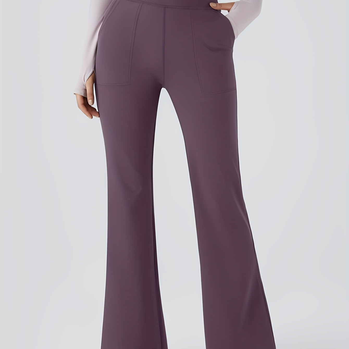 Elegant High Waist Flare Leg Pants For Women, Polyester And Spandex , Solid Color, Long Length, With Front And , Waist, Knit Fabric, For Spring/fall - Casual Weekend Wear
Elegant High Waist Flare Leg Pants For Women, Polyester And Spandex , Solid Color, Long Length, With Front And , Waist, Knit Fabric, For Spring/fall - Casual Weekend Wear