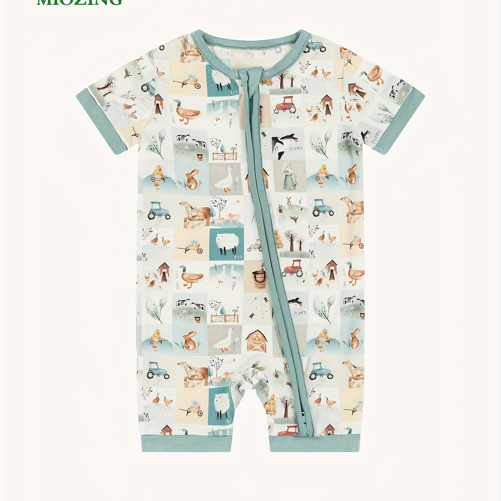 Miozing Bamboo Fiber Bodysuit For Baby, Cute Farm Animal Pattern Short Sleeve Onesie, Infant & Toddler Girl's Romper
Miozing Bamboo Fiber Bodysuit For Baby, Cute Farm Animal Pattern Short Sleeve Onesie, Infant & Toddler Girl's Romper