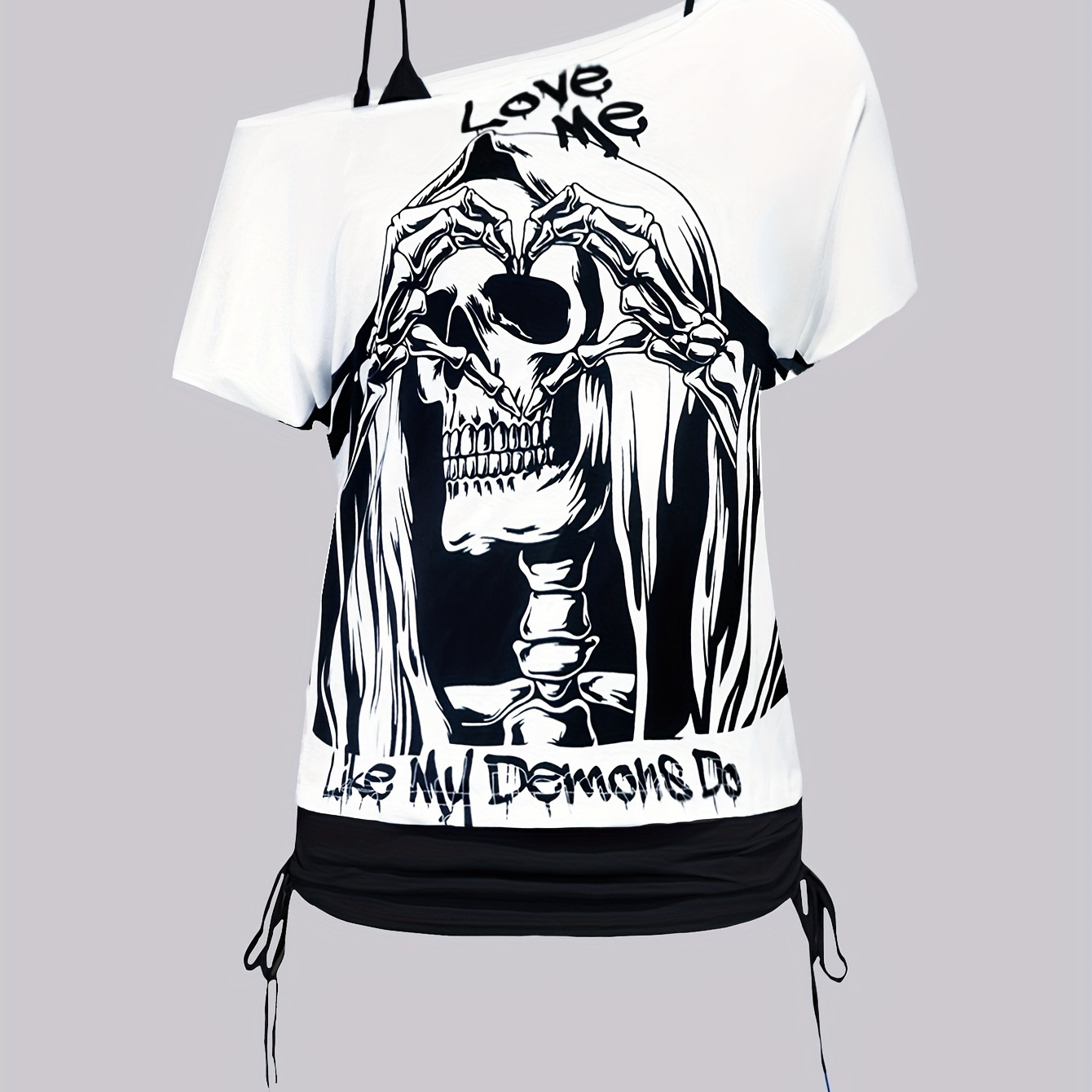 Plus Size Skull Print Two-piece Set, Cold Shoulder Top & Ruched Cami Top Outfits, Women's Plus Size clothing
Plus Size Skull Print Two-piece Set, Cold Shoulder Top & Ruched Cami Top Outfits, Women's Plus Size clothing