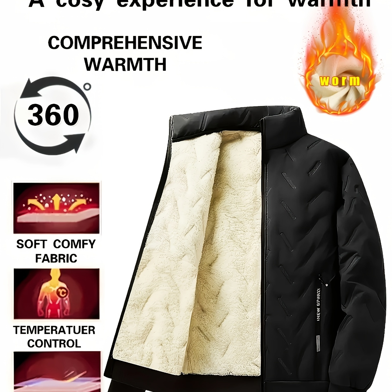 1pc Men's Casual Stand Collar Winter Jacket - Solid Color Polyester Non-stretch Fabric With Zipper Closure, Woven Polyester , Polyester - Regular Fit Outerwear For Fall/winter
1pc Men's Casual Stand Collar Winter Jacket - Solid Color Polyester Non-stretch Fabric With Zipper Closure, Woven Polyester , Polyester - Regular Fit Outerwear For Fall/winter