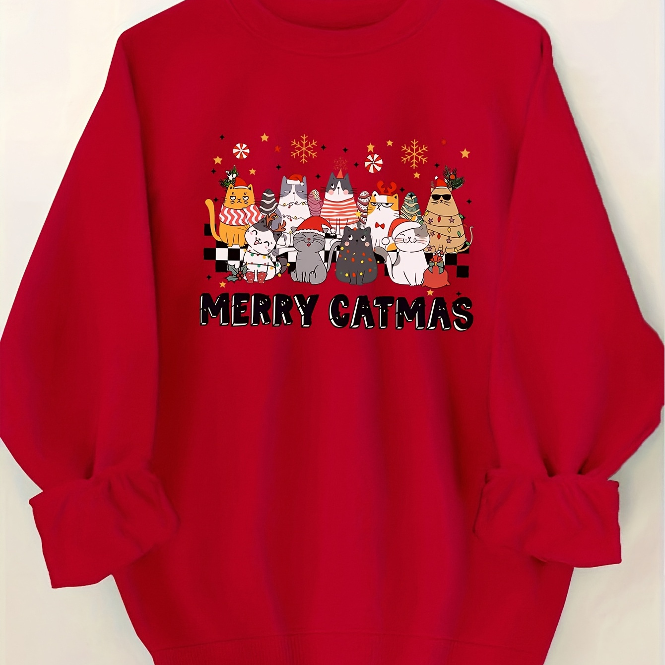 Christmas Cat Print Sweatshirt, Casual Long Sleeve Crew Neck Sweatshirt, Women's Clothing
Christmas Cat Print Sweatshirt, Casual Long Sleeve Crew Neck Sweatshirt, Women's Clothing