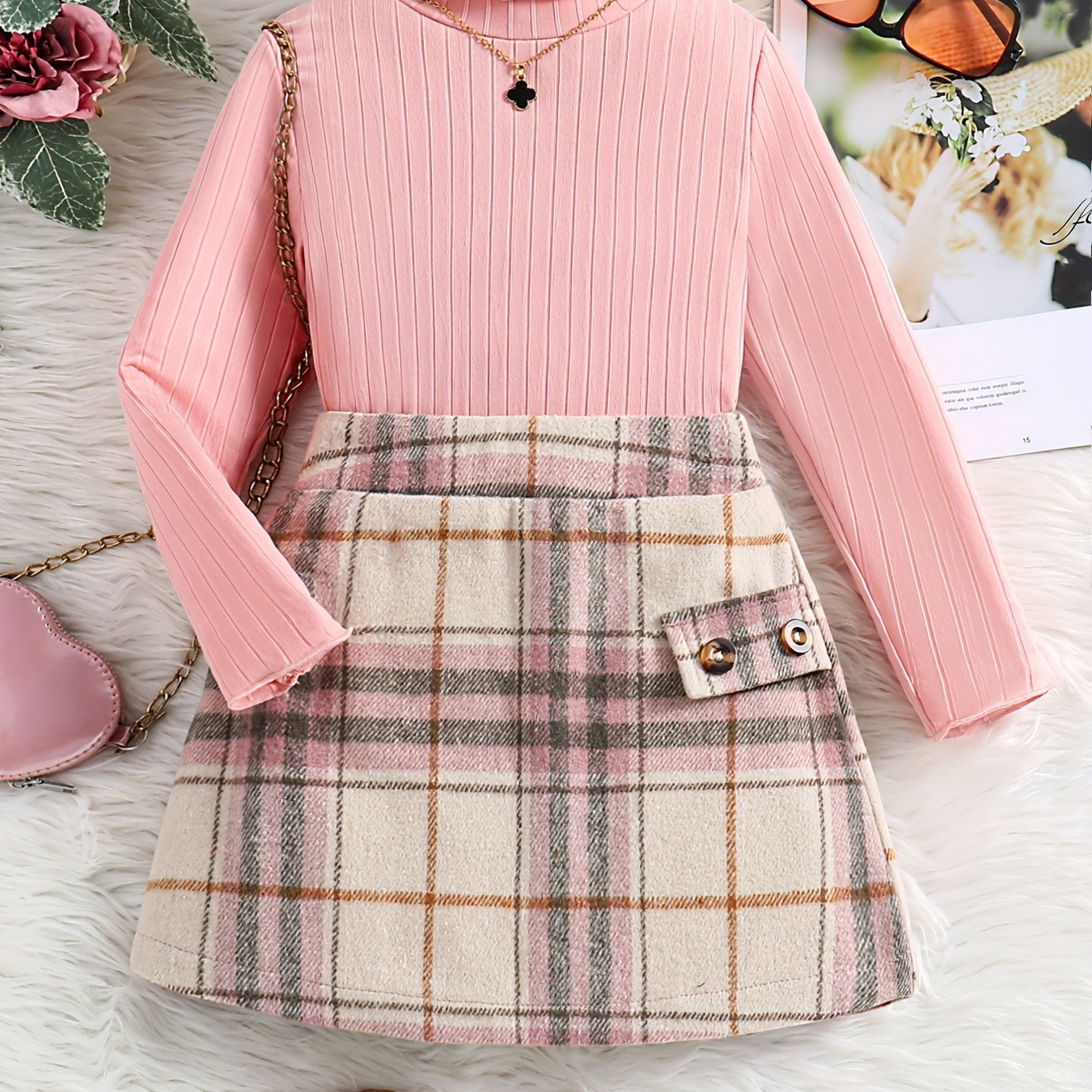 2 Pieces Elegant Sets Ribbed Long Sleeve Pullover + Plaid Bodycon Skirt Spring Fall Girls
2 Pieces Elegant Sets Ribbed Long Sleeve Pullover + Plaid Bodycon Skirt Spring Fall Girls