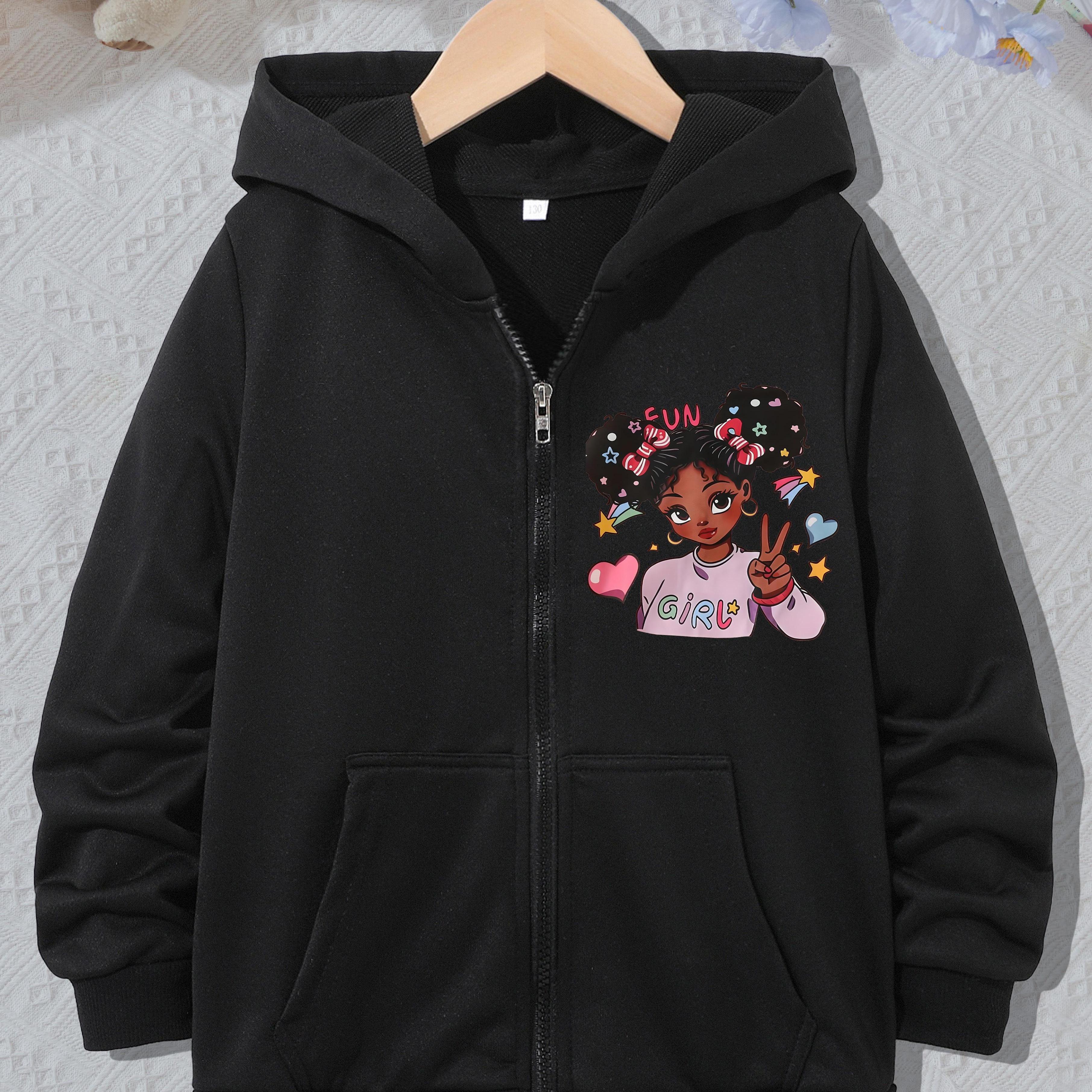 Kids' Black Hooded Jacket - Trendy Graphic Print, Casual Style, Soft And Comfortable For Spring/autumn
Kids' Black Hooded Jacket - Trendy Graphic Print, Casual Style, Soft And Comfortable For Spring/autumn