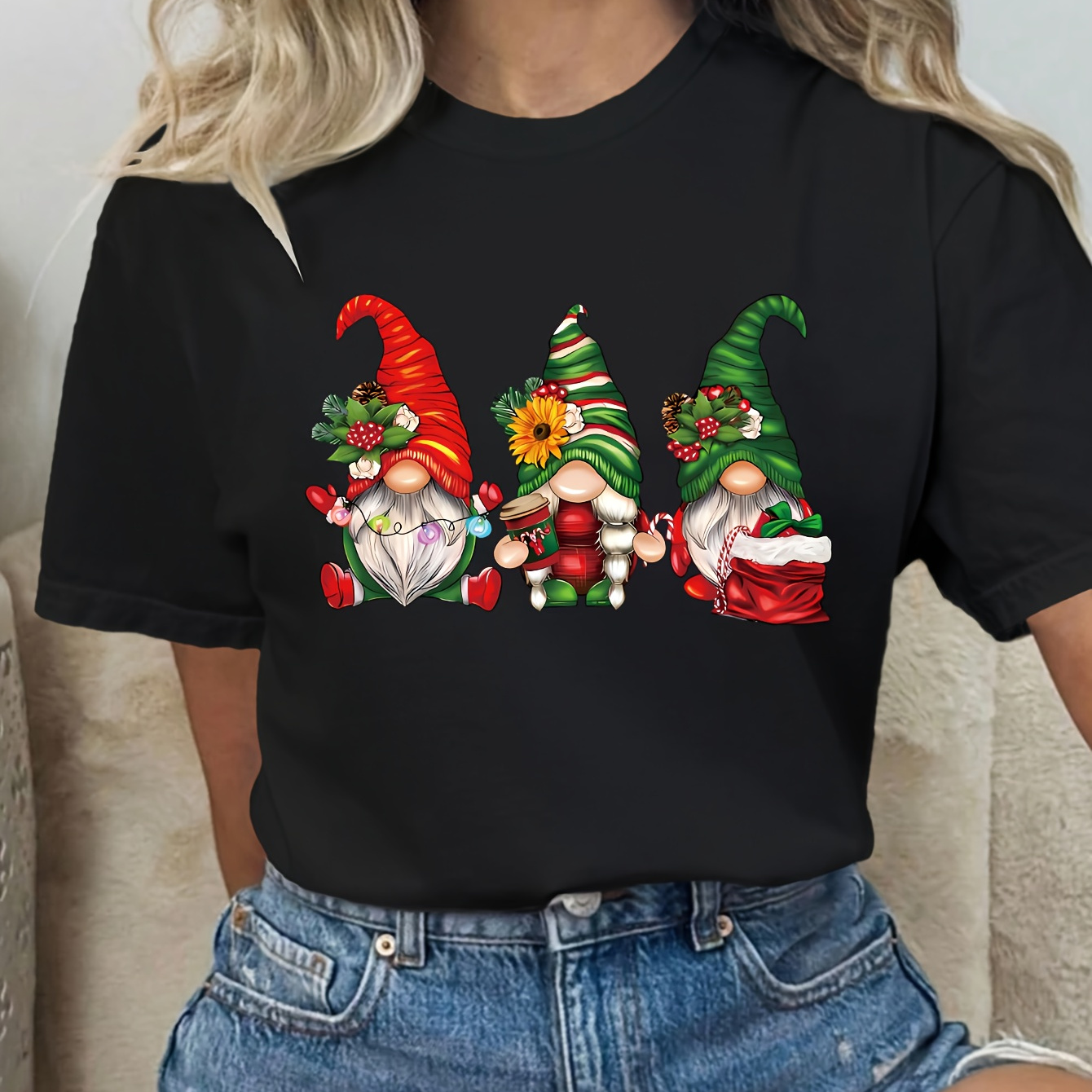 Women's Plus Size Christmas T-shirt, Pkdz001, Casual Round Neck, Polyester, Stretch Knit Fabric, Holiday Top For Summer
Women's Plus Size Christmas T-shirt, Pkdz001, Casual Round Neck, Polyester, Stretch Knit Fabric, Holiday Top For Summer