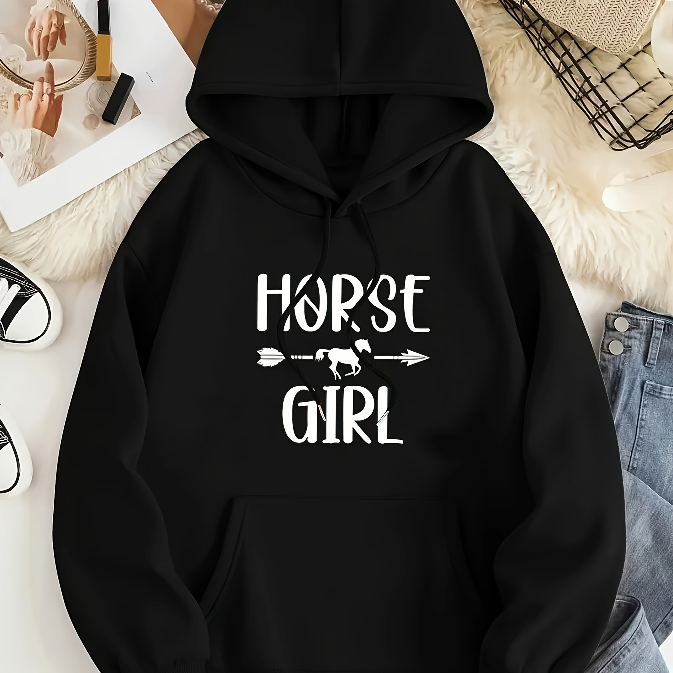 Horse Letter Print Hoodie, Drawstring Casual Hooded Sweatshirt For Winter & Fall, Women's Clothing
Horse Letter Print Hoodie, Drawstring Casual Hooded Sweatshirt For Winter & Fall, Women's Clothing