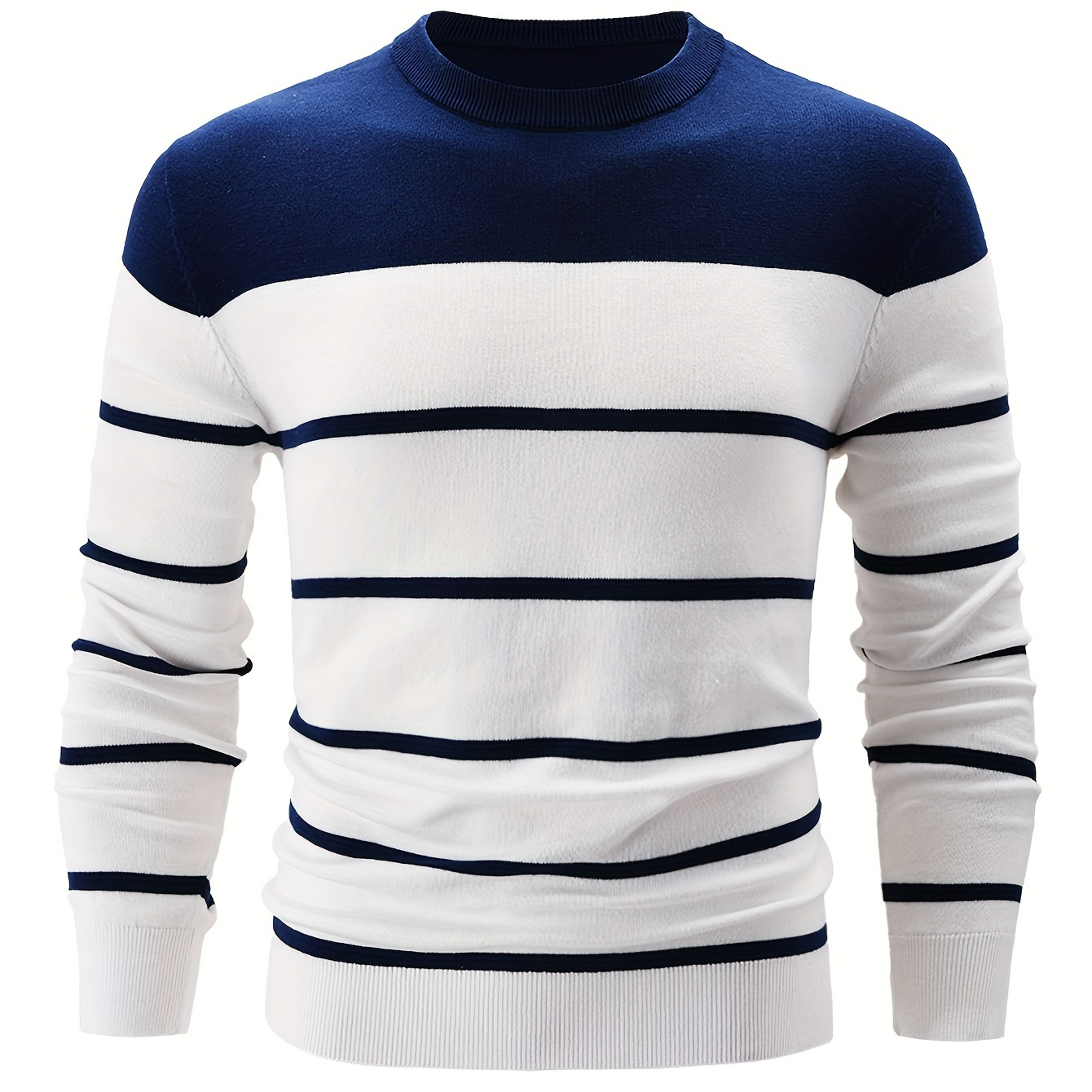 Men's Casual Striped Crew Neck Sweater - 100% Cotton Knit Fabric, Long Sleeve, Regular Fit Pullover With Medium Stretch
Men's Casual Striped Crew Neck Sweater - 100% Cotton Knit Fabric, Long Sleeve, Regular Fit Pullover With Medium Stretch