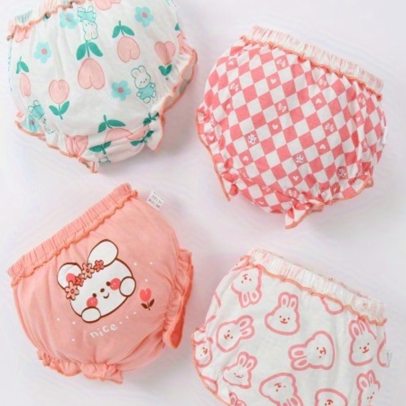 4pcs Girls Triangle Panties Multiple Colors Rabbits Print Elastic Waist Soft Comfortable Breathable Underwear Kids Clothes
4pcs Girls Triangle Panties Multiple Colors Rabbits Print Elastic Waist Soft Comfortable Breathable Underwear Kids Clothes