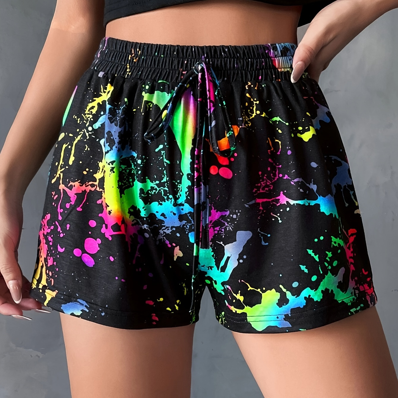 Colorful Print Drawstring Shorts, Casual Elastic Waist Shorts For Spring & Summer, Women's Clothing
Colorful Print Drawstring Shorts, Casual Elastic Waist Shorts For Spring & Summer, Women's Clothing