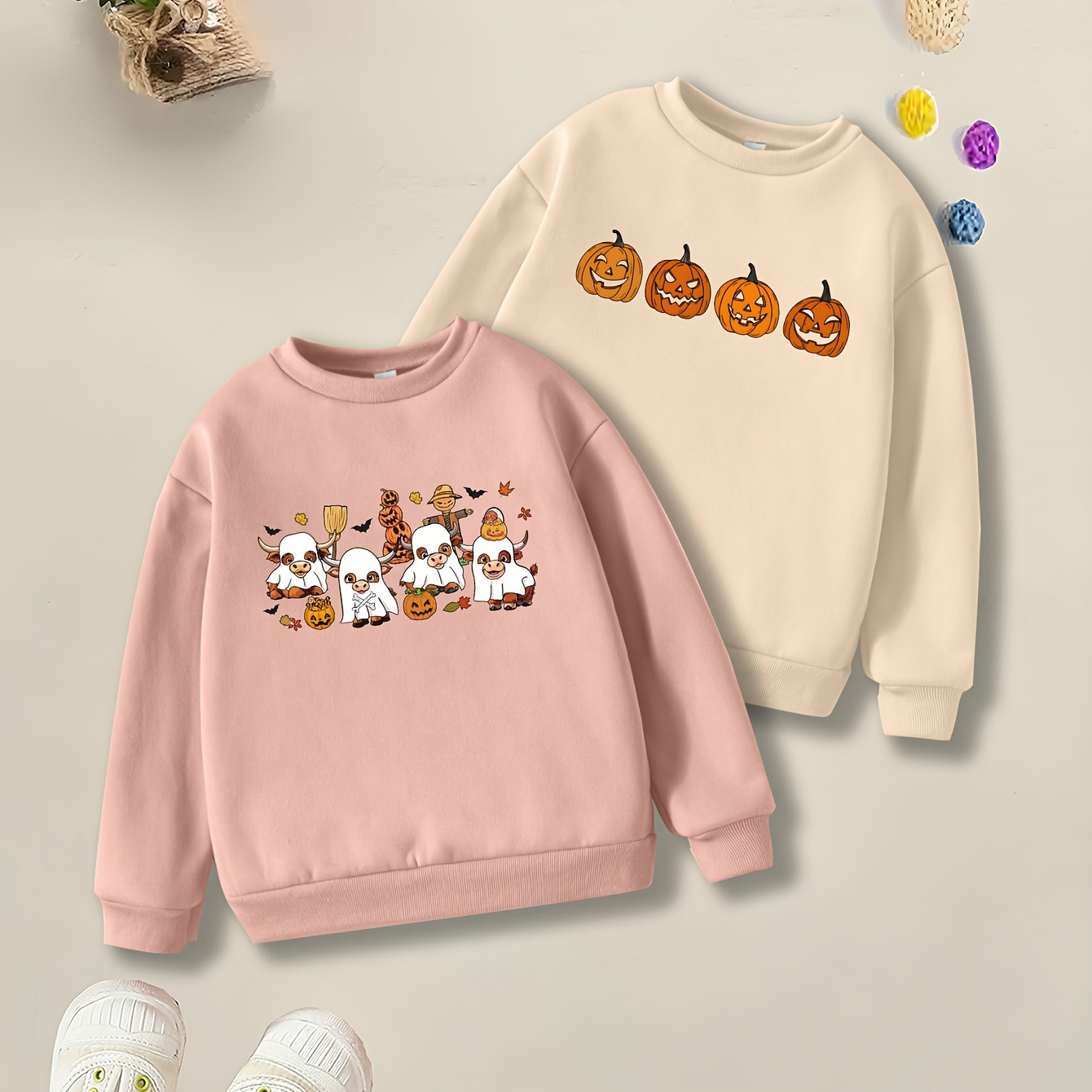 2pcs Pumpkin Pattern Design Print Baby Girls Long Sleeve Crew Neck Sweatshirt For Fall/winter
2pcs Pumpkin Pattern Design Print Baby Girls Long Sleeve Crew Neck Sweatshirt For Fall/winter