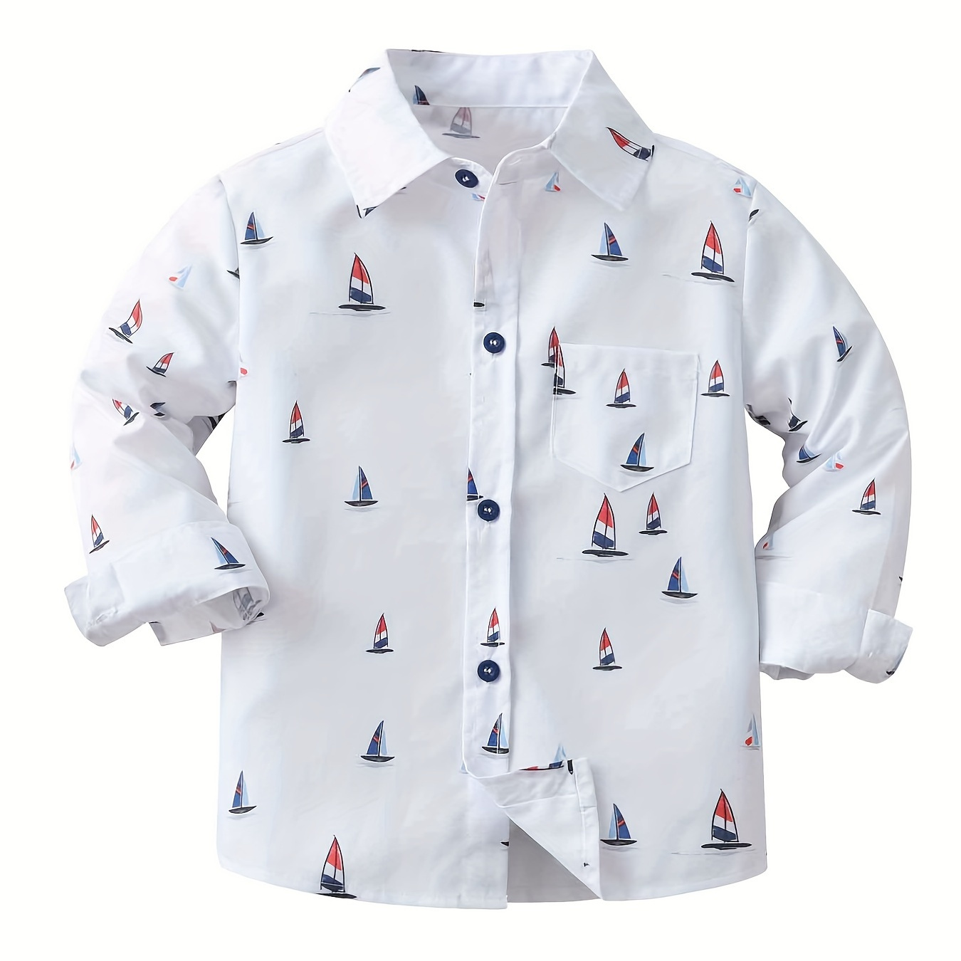 Boy's Trendy Shirt, Cartoon Sailboat Print Long Sleeve Shirt Tops For Spring/autumn, Kids Clothing
Boy's Trendy Shirt, Cartoon Sailboat Print Long Sleeve Shirt Tops For Spring/autumn, Kids Clothing