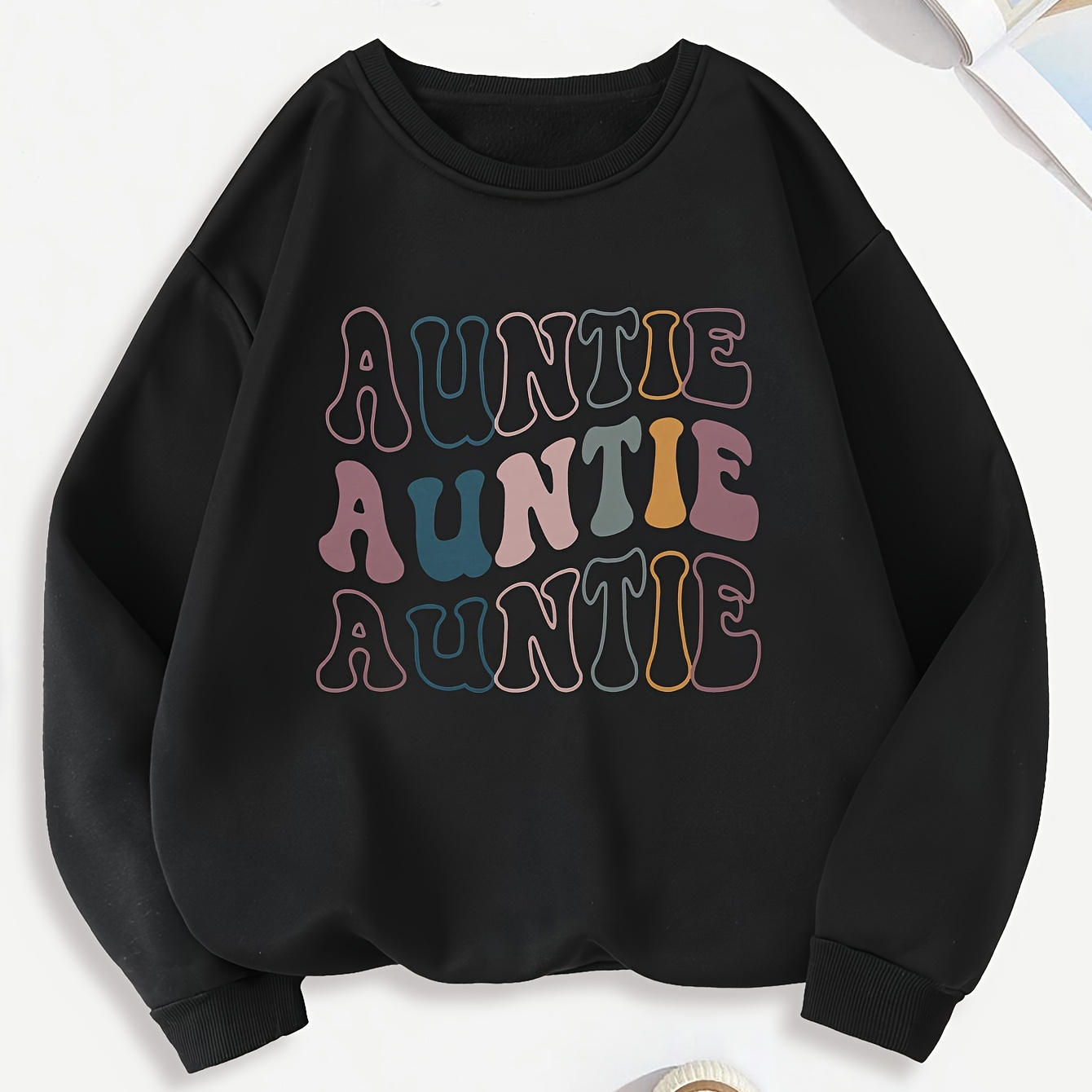 Auntie Letter Graphic Round Neck Sweatshirt, Long Sleeves Pullover Sports Tops, Women's Activewear
Auntie Letter Graphic Round Neck Sweatshirt, Long Sleeves Pullover Sports Tops, Women's Activewear