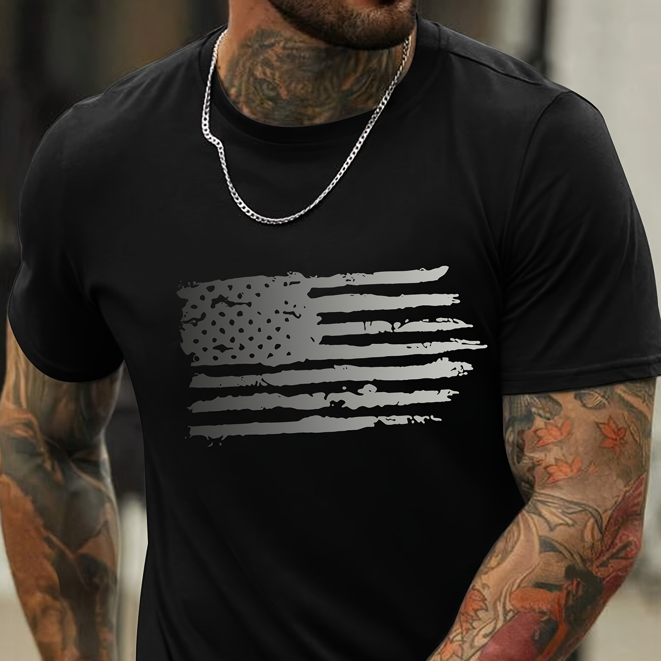 Men's Round Neck Short Sleeve T-shirt With Simple American Flag Graphic Design, Casual Comfy Lightweight Top For Summer
Men's Round Neck Short Sleeve T-shirt With Simple American Flag Graphic Design, Casual Comfy Lightweight Top For Summer