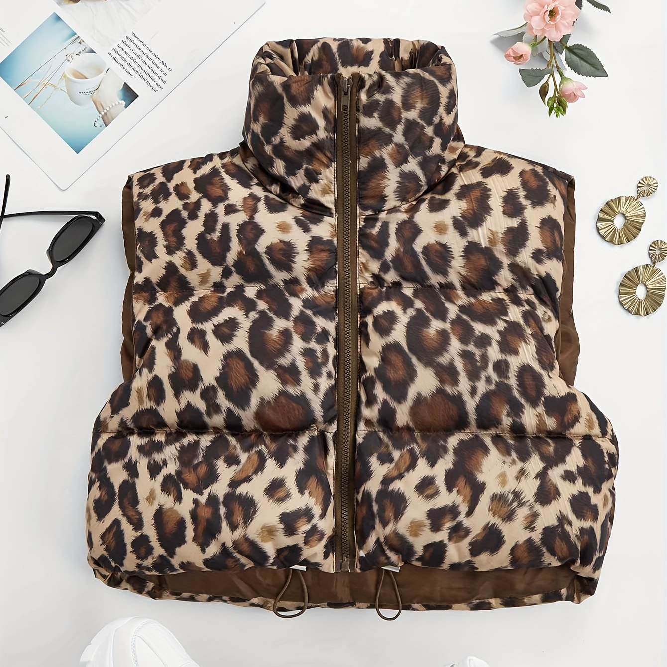 Gilet Puffer Imprimé Léopard Chic pour Femme - & Chaud, Veste Manches à Col Haut avec Poches Zippées sur le , Streetwear Décontracté pour Automne/Hiver, Polyester, Lavable en Machine
Gilet Puffer Imprimé Léopard Chic pour Femme - & Chaud, Veste Manches à Col Haut avec Poches Zippées sur le , Streetwear Décontracté pour Automne/Hiver, Polyester, Lavable en Machine
