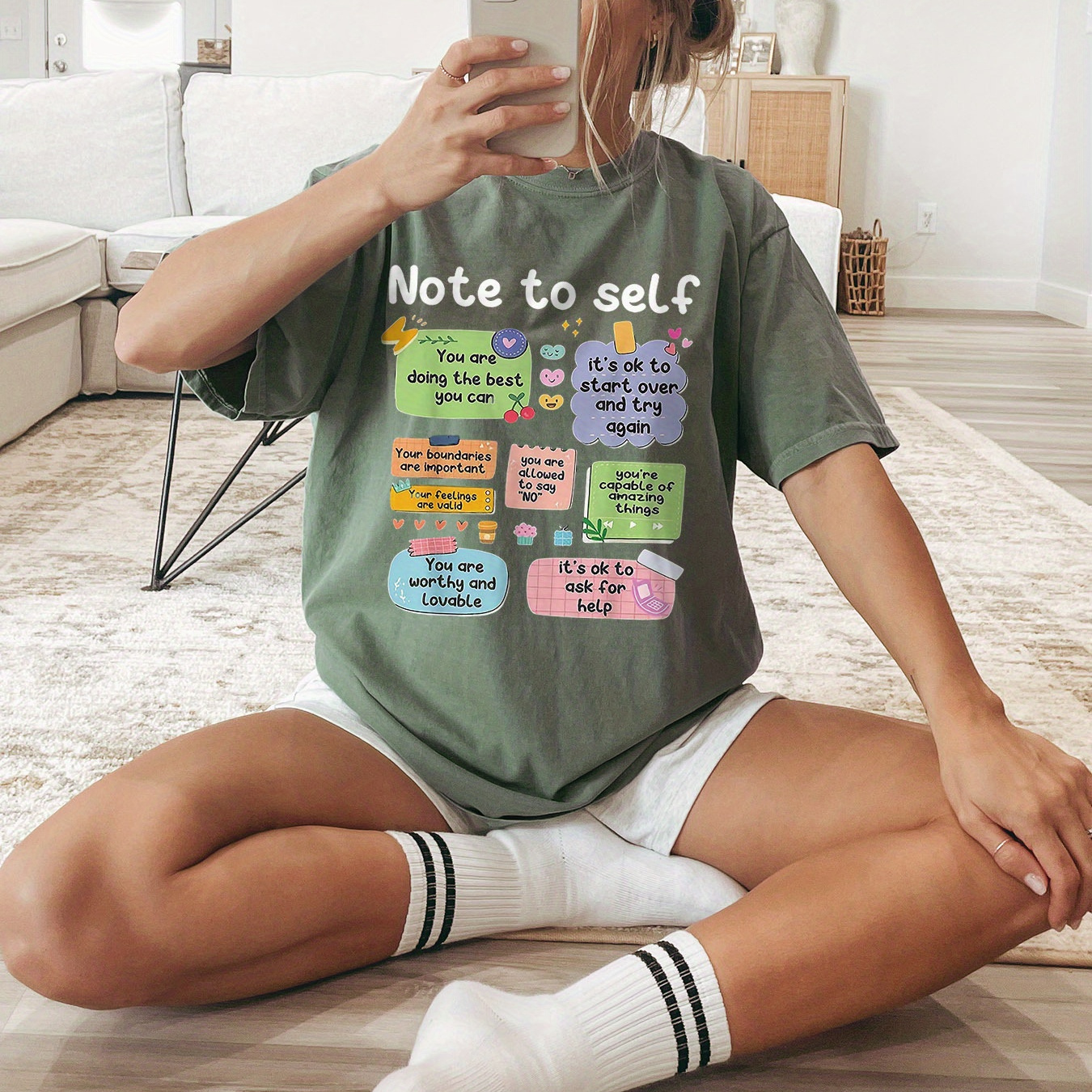 Note To Self Print T-shirt, Short Sleeve Crew Neck Casual Top For Summer & Spring, Women's Clothing
Note To Self Print T-shirt, Short Sleeve Crew Neck Casual Top For Summer & Spring, Women's Clothing