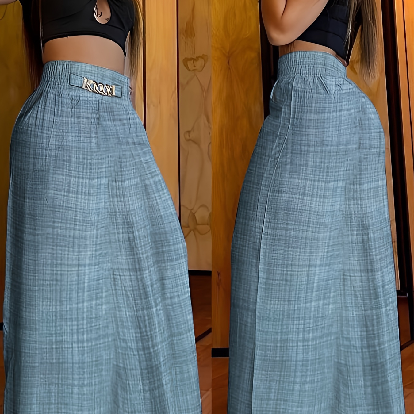 1pc Women's Casual Pleated Midi Skirt, Solid Color, Polyester Stretch Waist With Pockets, Lightweight Woven Fabric, With Pockets For Spring/summer/autumn, Party And Outfit Essential
1pc Women's Casual Pleated Midi Skirt, Solid Color, Polyester Stretch Waist With Pockets, Lightweight Woven Fabric, With Pockets For Spring/summer/autumn, Party And Outfit Essential