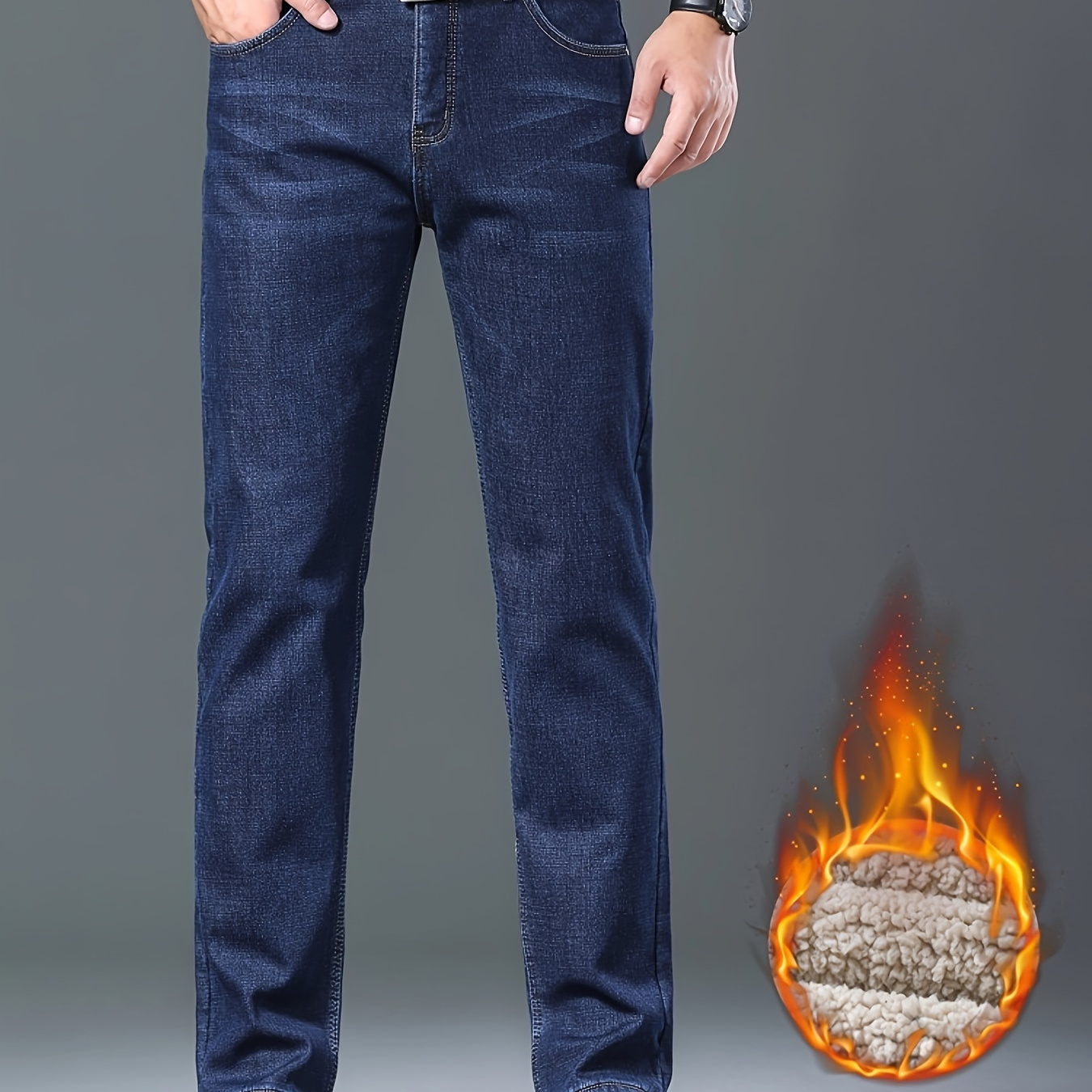 Men's Winter Denim Jeans - Cotton , Solid Color, Regular Fit, Woven, Adult, Washed , Comfortable Casual Pants With Stretch, Thickened For Winter
Men's Winter Denim Jeans - Cotton , Solid Color, Regular Fit, Woven, Adult, Washed , Comfortable Casual Pants With Stretch, Thickened For Winter