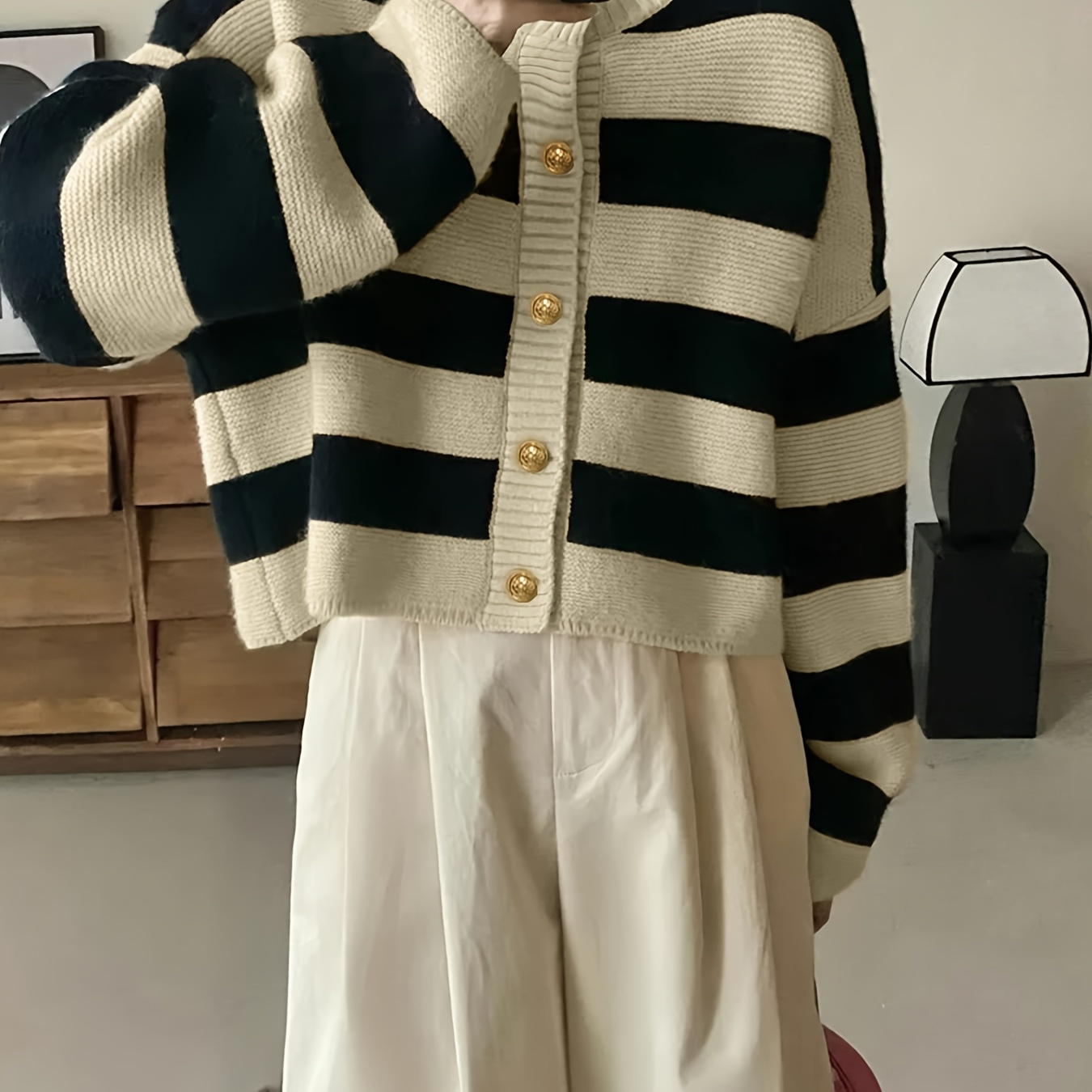 Stripe Pattern Button Front Cardigan, Casual Long Sleeve Cardigan For Spring & Fall, Women's Clothing
Stripe Pattern Button Front Cardigan, Casual Long Sleeve Cardigan For Spring & Fall, Women's Clothing