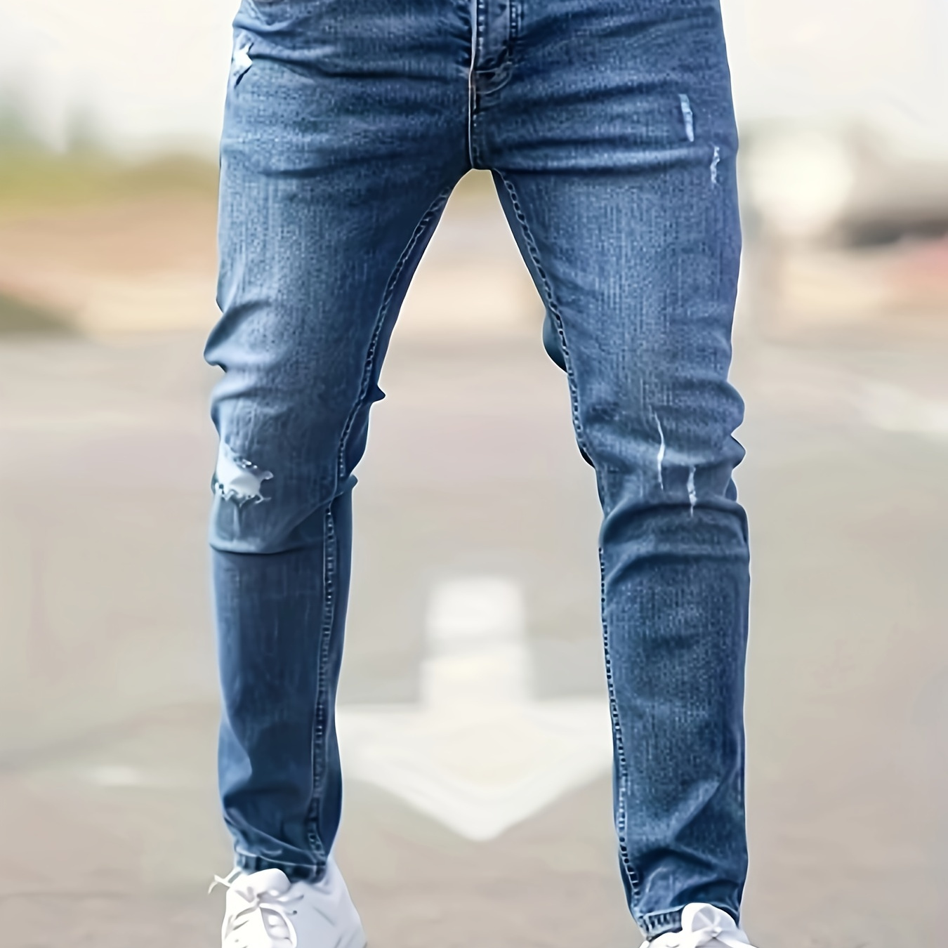 Men's Cotton Blend Ripped Distressed Jeans, Chic Street Style Slim Fit Bottoms For Men, All Seasons
Men's Cotton Blend Ripped Distressed Jeans, Chic Street Style Slim Fit Bottoms For Men, All Seasons