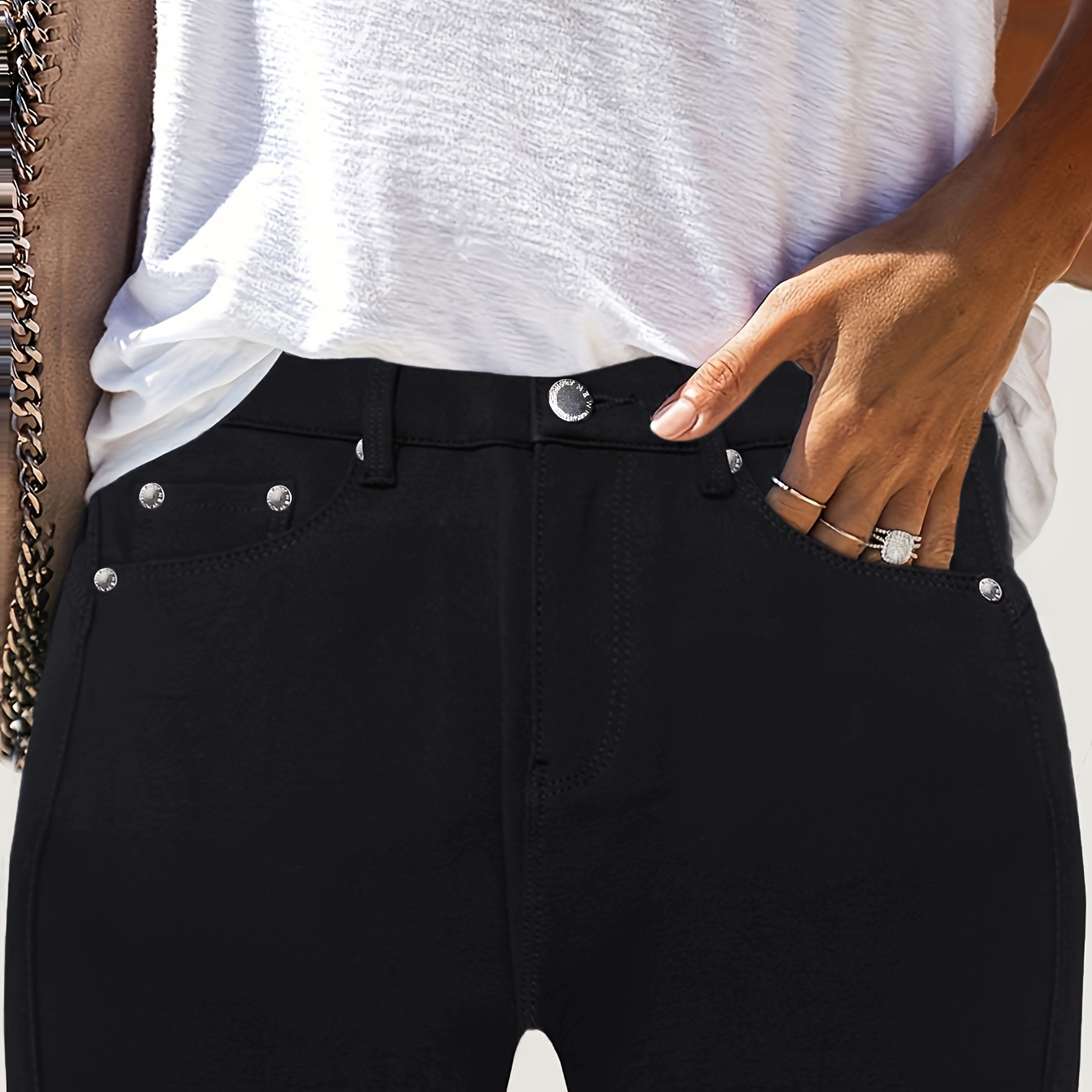 Women's High-waist Skinny Jeans, Stretch Denim With Metal Button , Fashionable Slim Fit Casual Wear, Outfits - , Casual Wear Jeans|stylish Button | Fabric, Plus Size Jeans
Women's High-waist Skinny Jeans, Stretch Denim With Metal Button , Fashionable Slim Fit Casual Wear, Outfits - , Casual Wear Jeans|stylish Button | Fabric, Plus Size Jeans