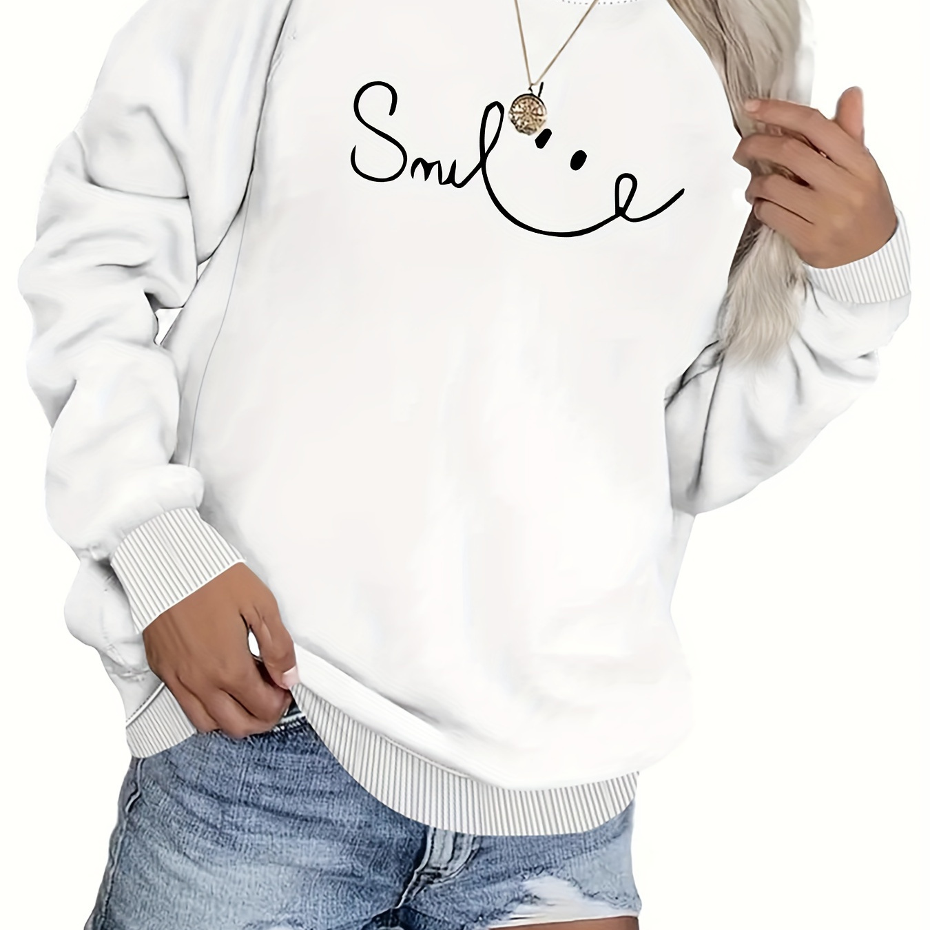 Smile Letter Print Pullover Sweatshirt, Cute Long Sleeve Crew Neck Sweatshirt, Women's Clothing
Smile Letter Print Pullover Sweatshirt, Cute Long Sleeve Crew Neck Sweatshirt, Women's Clothing