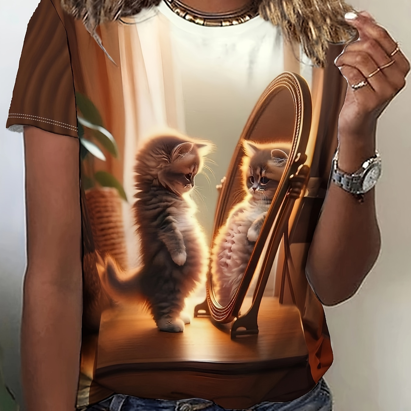 Plus Size Cat Print T-shirt, Casual Crew Neck Short Sleeve T-shirt, Women's Plus Size clothing
Plus Size Cat Print T-shirt, Casual Crew Neck Short Sleeve T-shirt, Women's Plus Size clothing