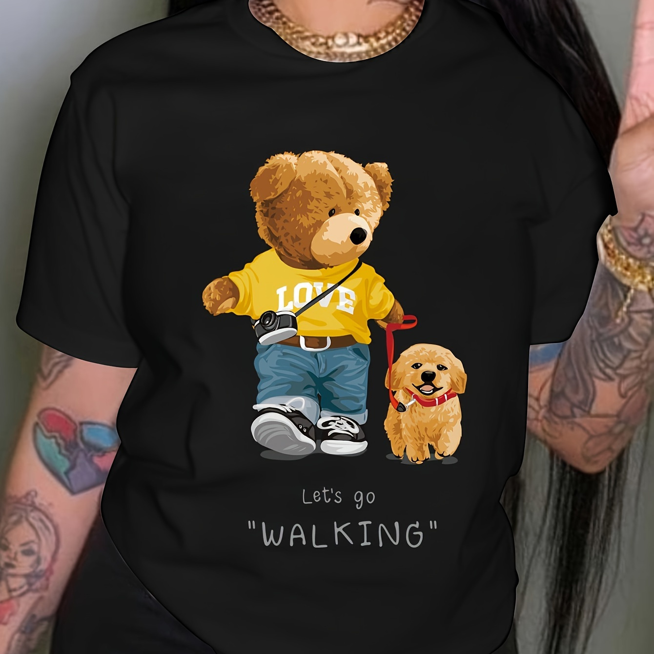 Chic Cartoon Women's T-shirt - Casual Crew Neck, Short Sleeve, High Stretch Polyester , Machine Washable - Summer
Chic Cartoon Women's T-shirt - Casual Crew Neck, Short Sleeve, High Stretch Polyester , Machine Washable - Summer