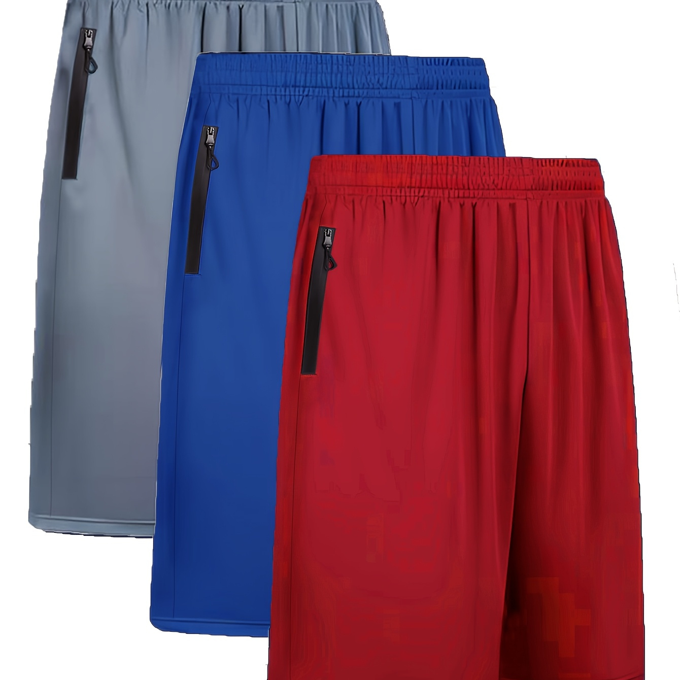 3-piece Set Men's Shorts For Exercise And Basketball, Mesh Breathable Quick-drying Shorts With Zipper Pockets And Drawstring
3-piece Set Men's Shorts For Exercise And Basketball, Mesh Breathable Quick-drying Shorts With Zipper Pockets And Drawstring